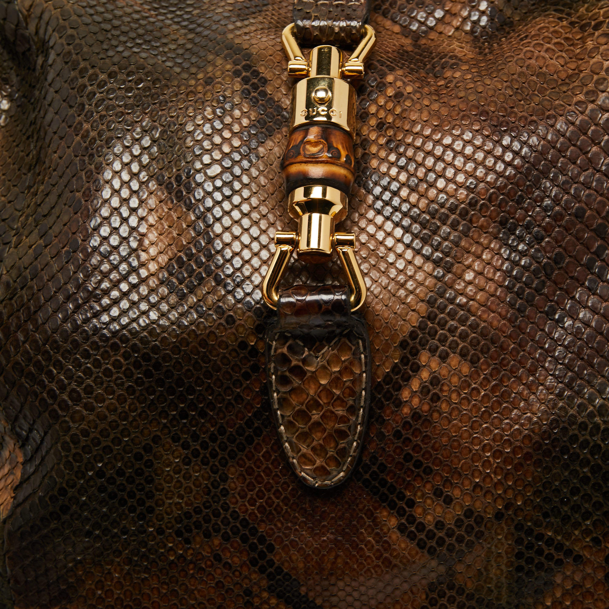 Gucci New Jackie Large Python Hobo Bag Black Snakeskin