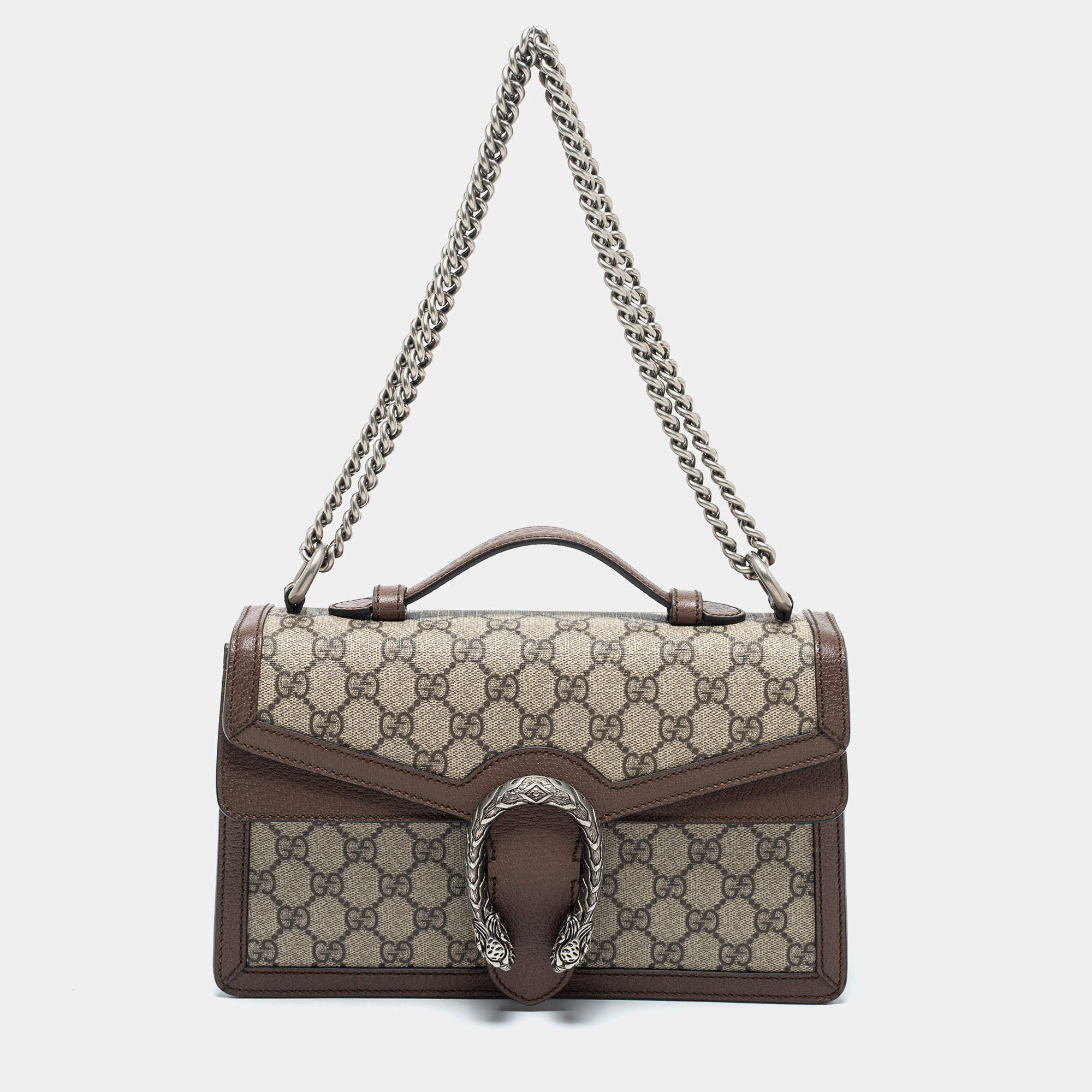 مملوكة مسبقًا Gucci Beige/Brown GG Supreme Canvas and Leather Dionysus Top Handle Bag