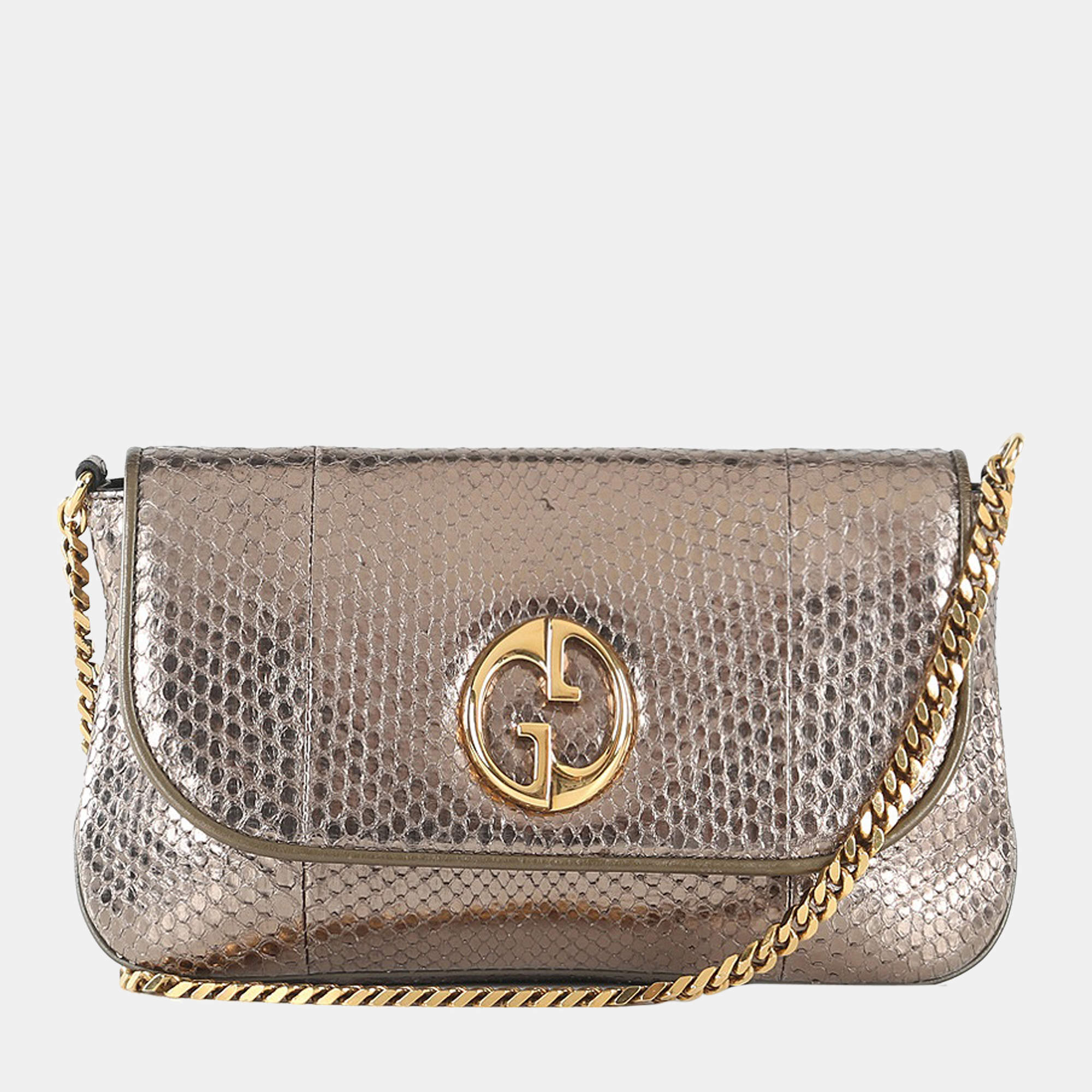 Gucci Snakeskin Style Handbag, Nwot Auction