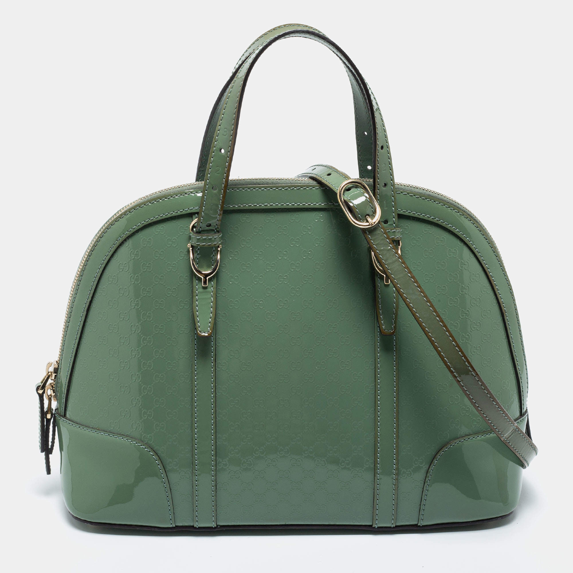 Pre Owned Gucci Green Microguccissima Patent Leather Nice Dome Satchel