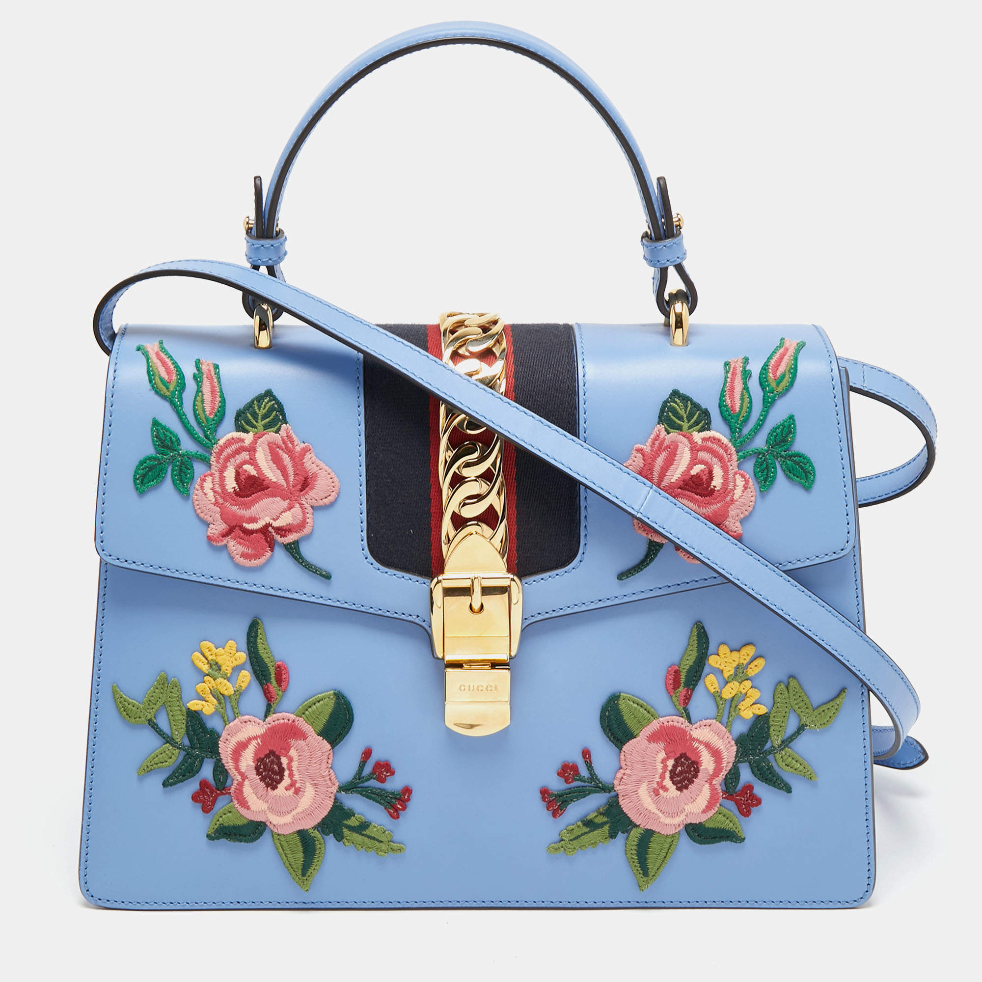 Gucci blue deals flower bag