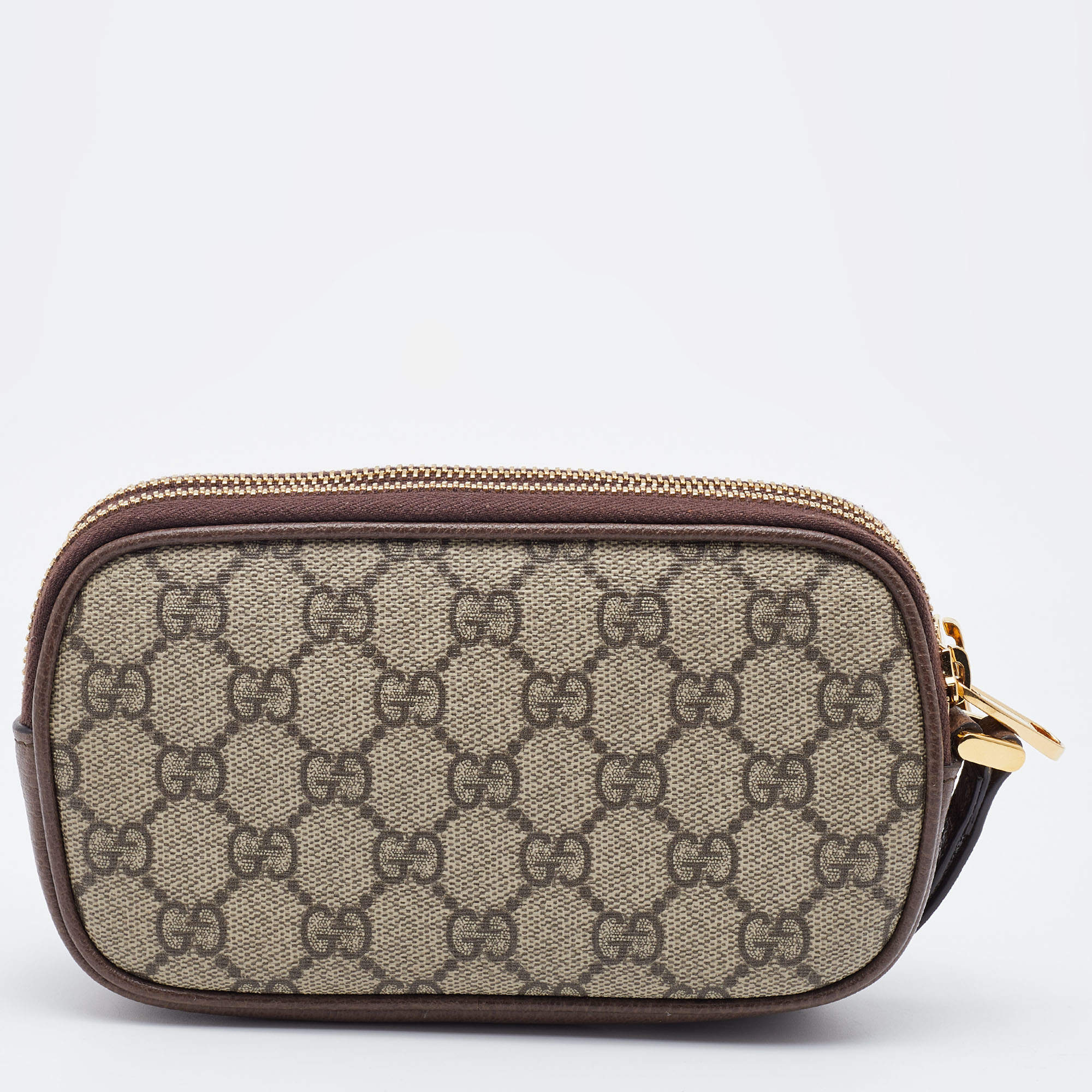 Gucci Beige Brown GG Supreme Canvas and Leather Ophidia Wristlet Gucci TLC