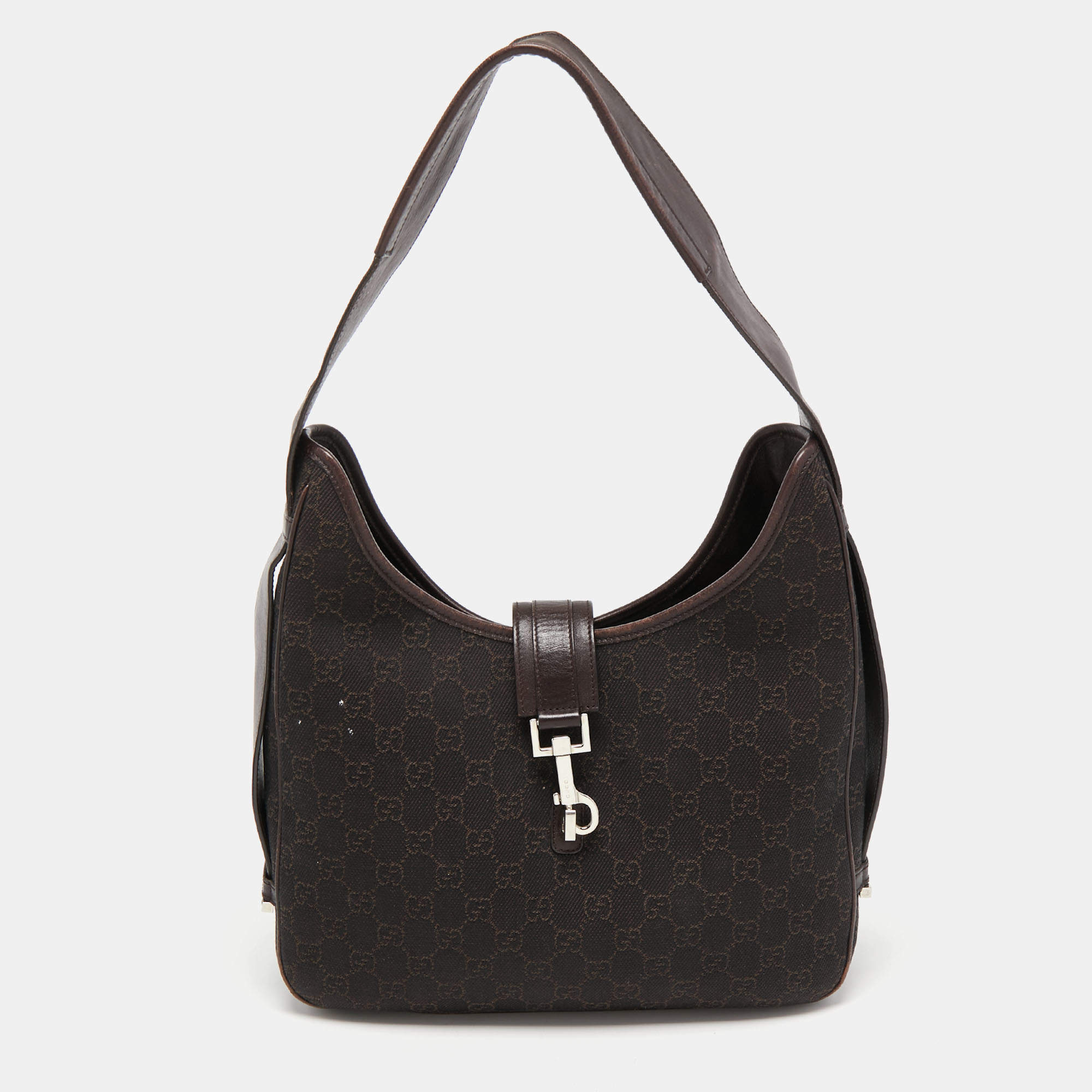 Gucci Brown GG Canvas and Leather Hobo