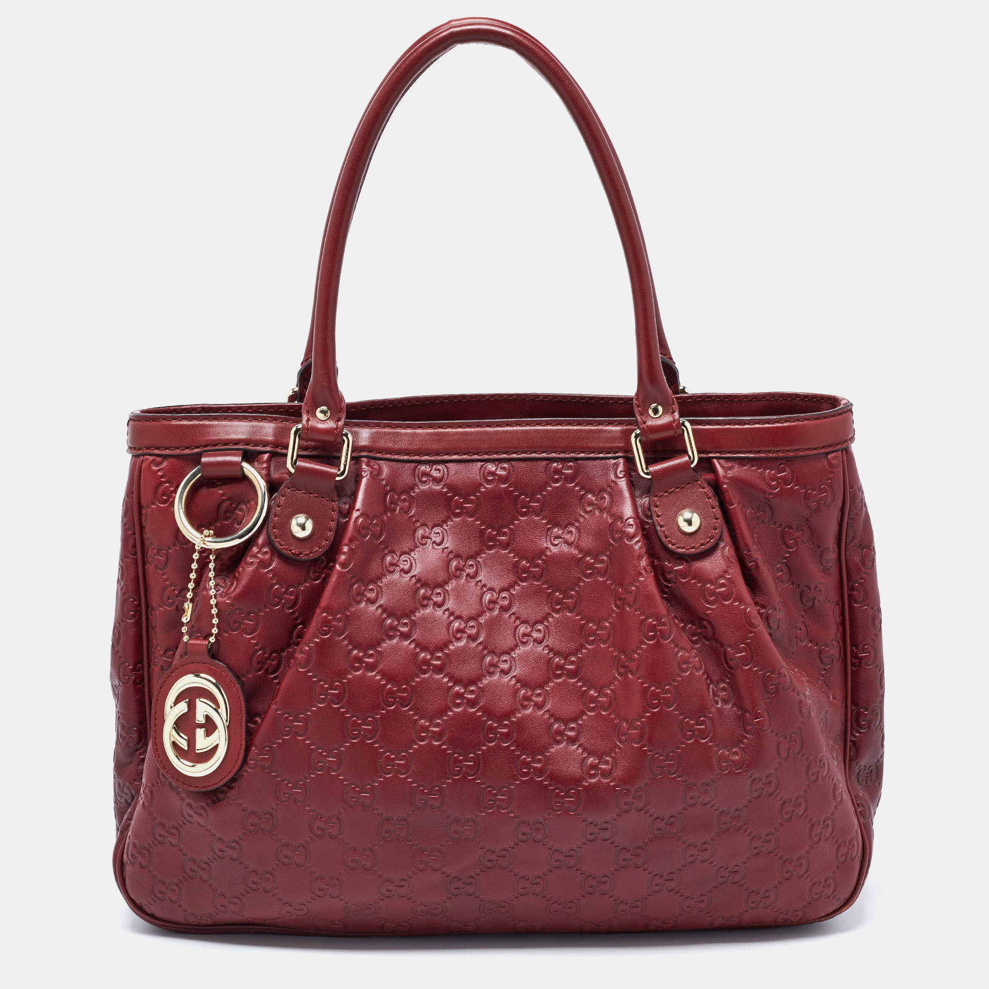 Pre Owned Gucci Red Guccissima Leather Sukey Tote