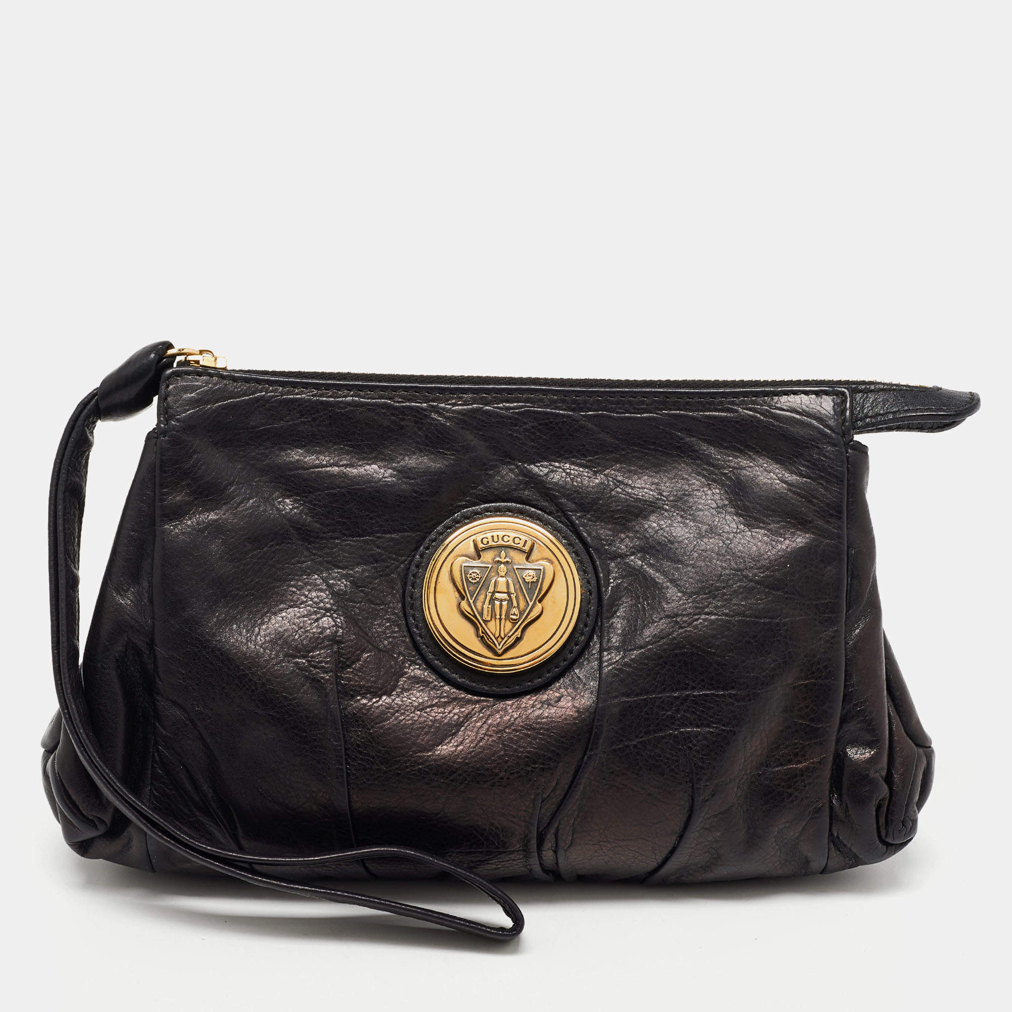 Pre Owned Gucci Black Leather Small Hysteria Pouch