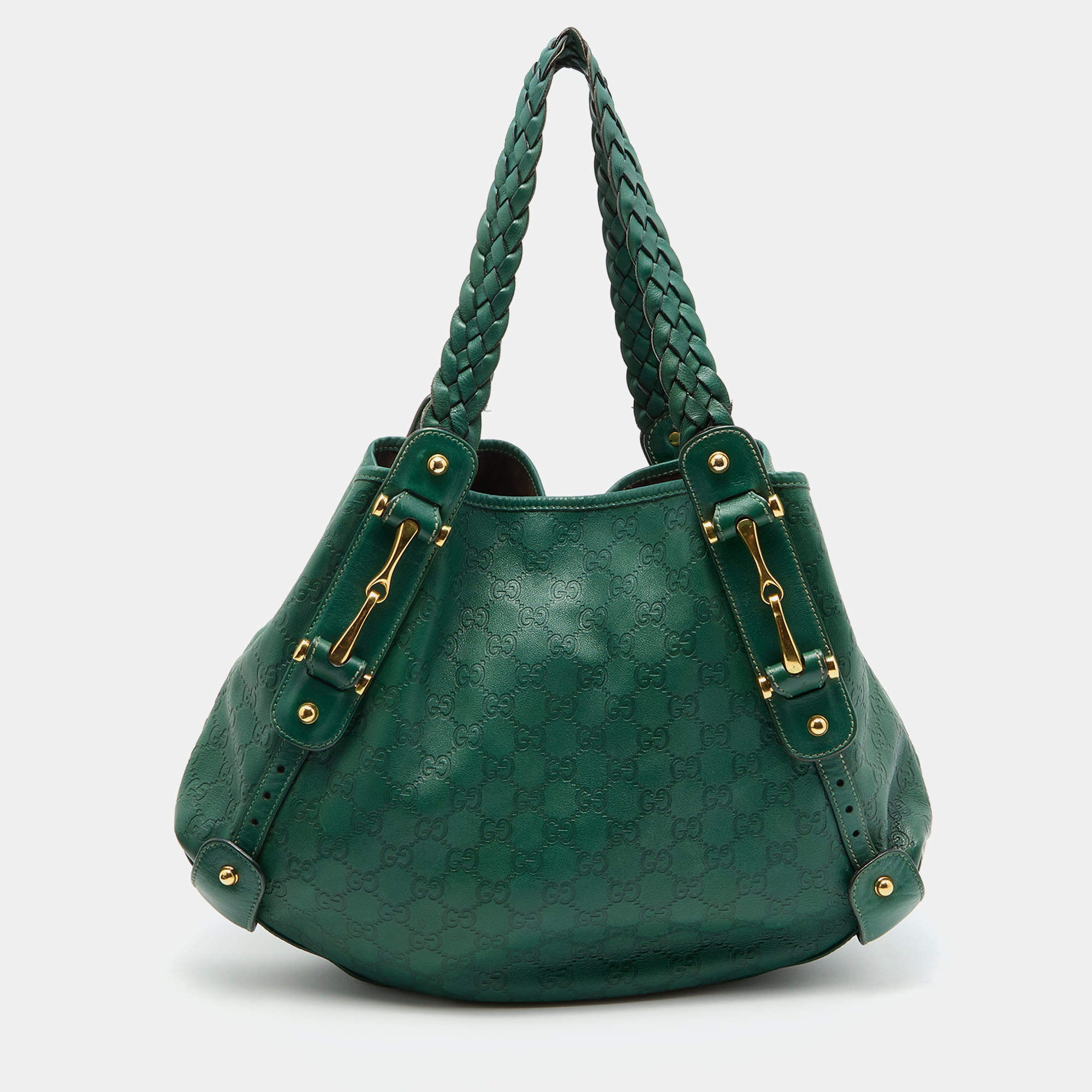 مملوكة مسبقًا Gucci Green Guccissima Leather Pelham Shoulder Bag