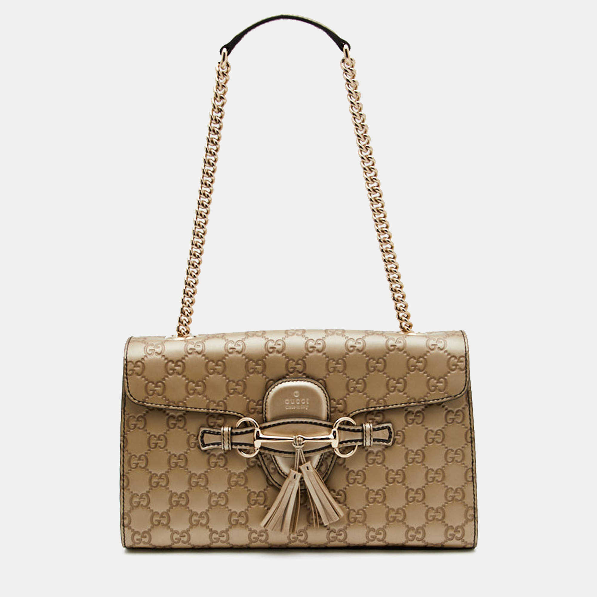 Gucci Metallic Gold Guccissima Leather Emily Chain Shoulder Bag Gucci ...