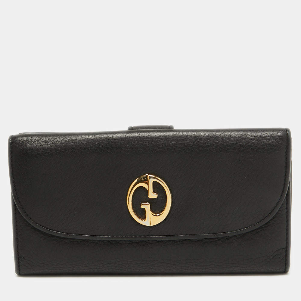 Gucci Black Leather 1973 Flap Continental Wallet