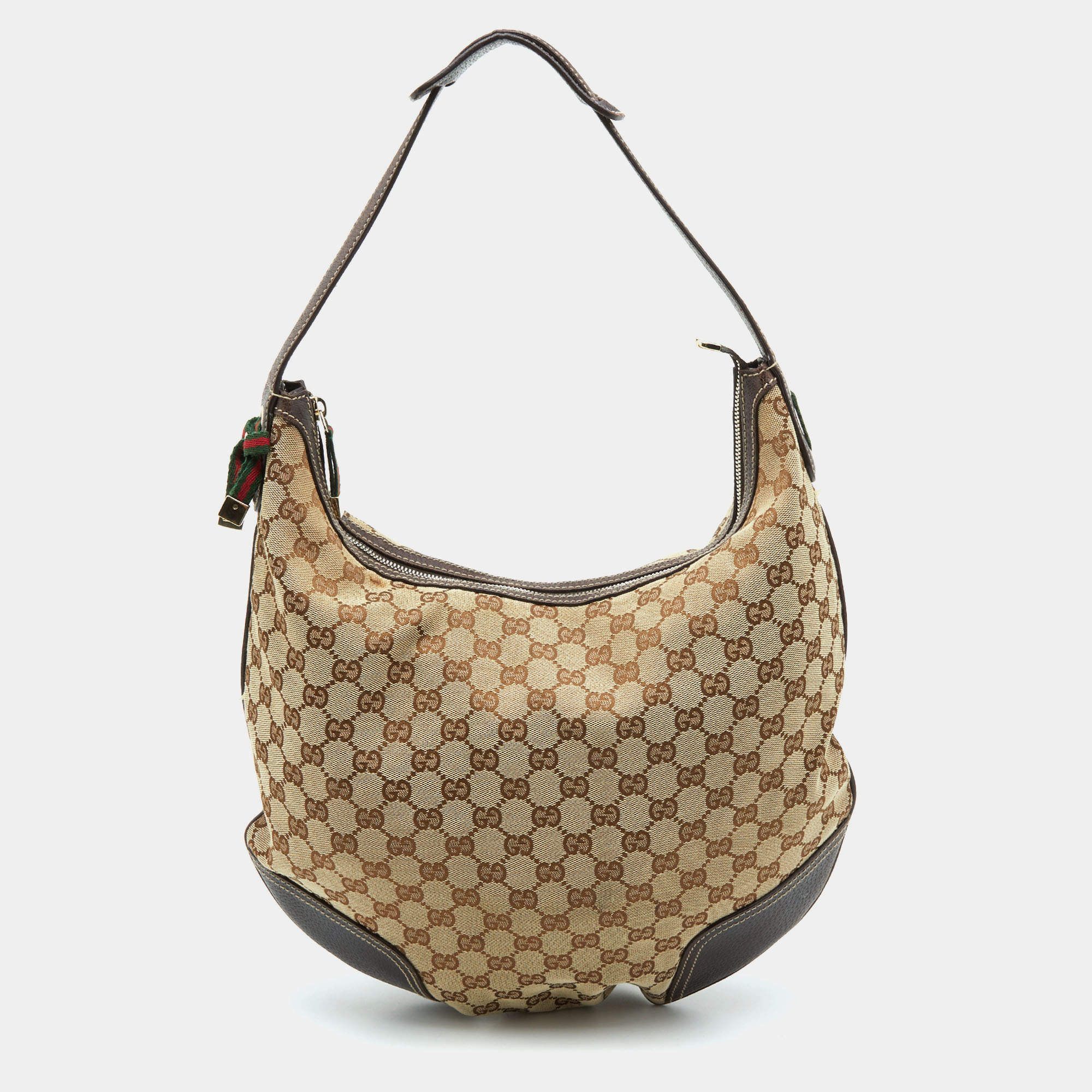 Pre Owned Gucci Beige/Brown GG Canvas and Leather Princy Hobo