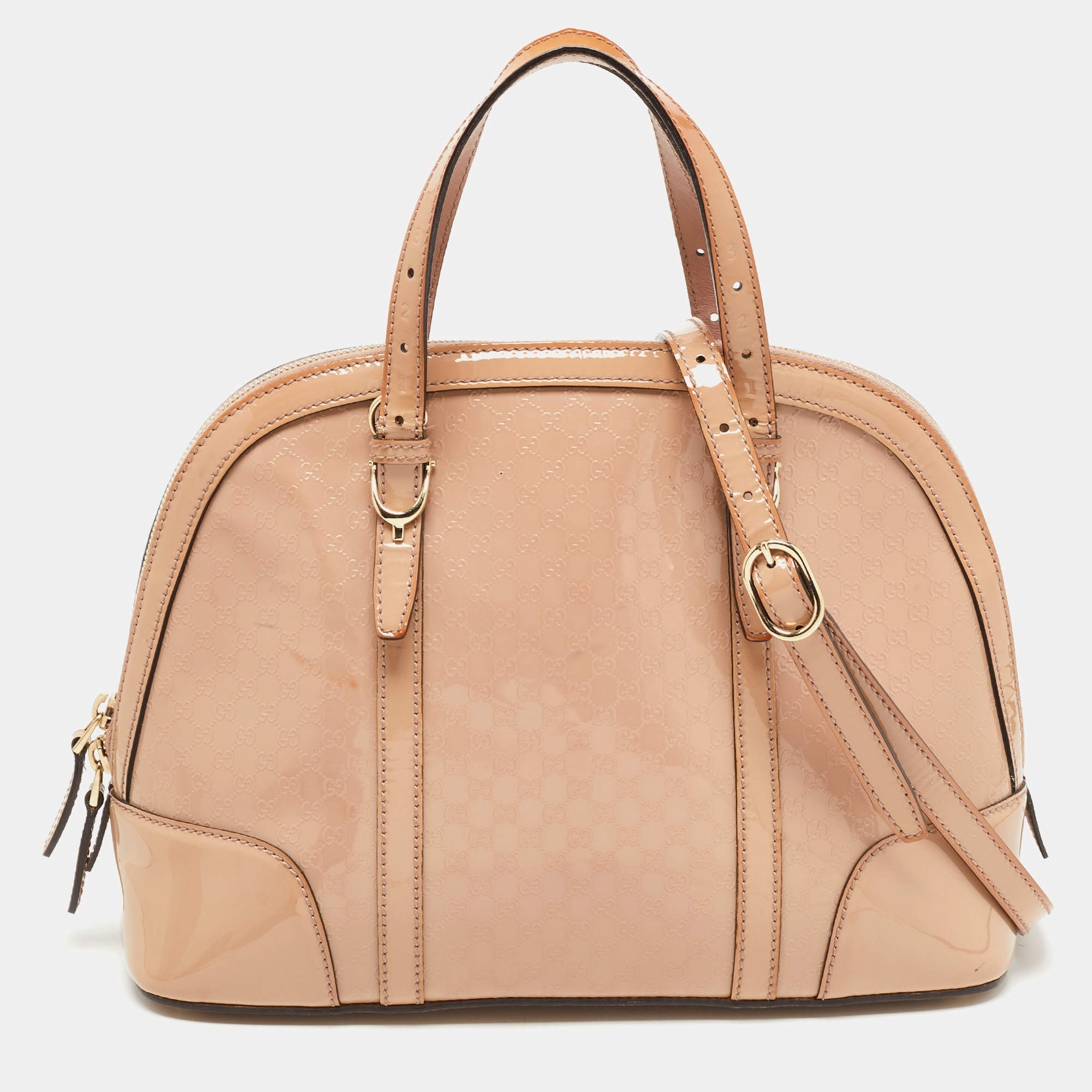 Pre Owned Gucci Pink Microguccissima Patent Leather Nice Dome Satchel