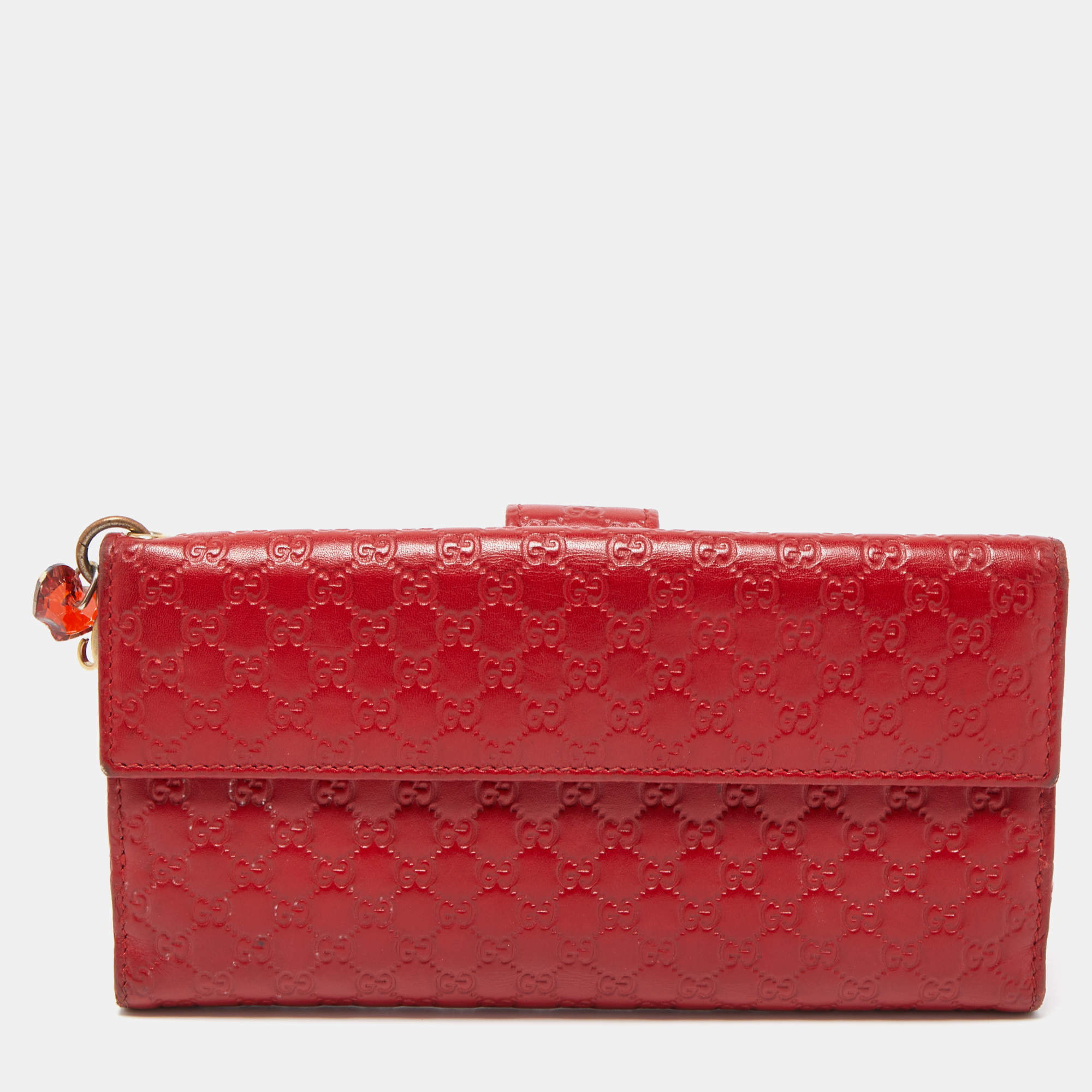 Gucci Red Guccissima Leather Flap Continental Wallet