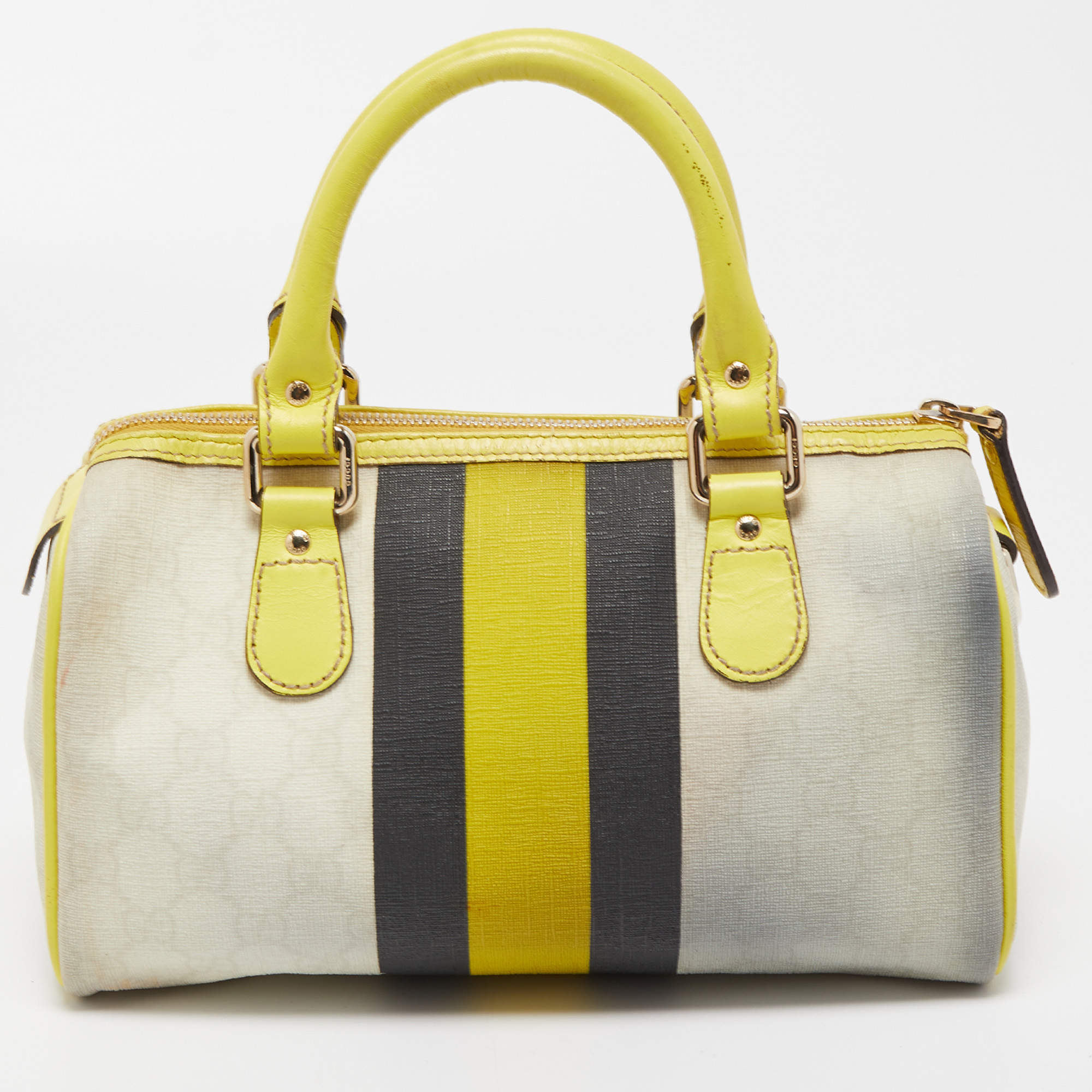 Gucci Boston Top Handle GG Supreme Arabesque Small Yellow in Canvas/Leather  with Silver-Tone - US