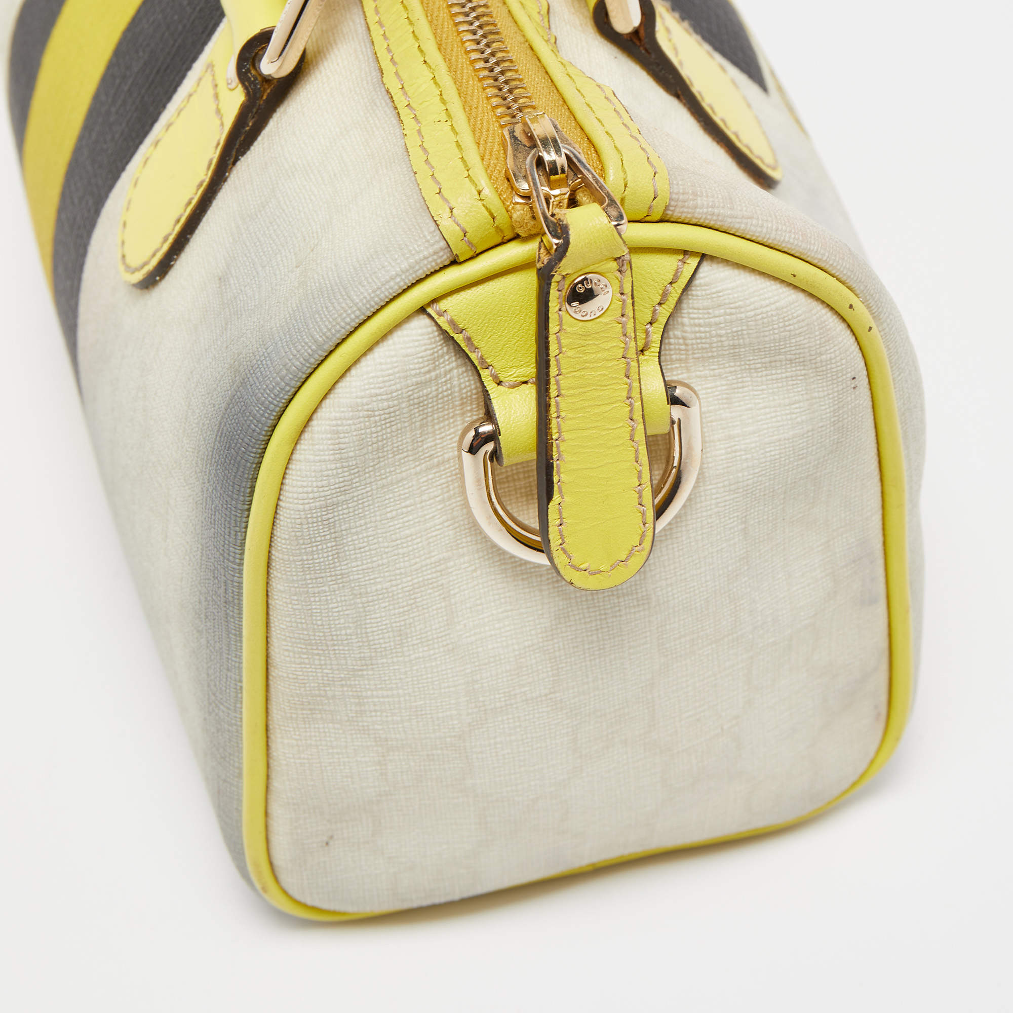 Gucci Boston Top Handle GG Supreme Arabesque Small Yellow in Canvas/Leather  with Silver-Tone - US