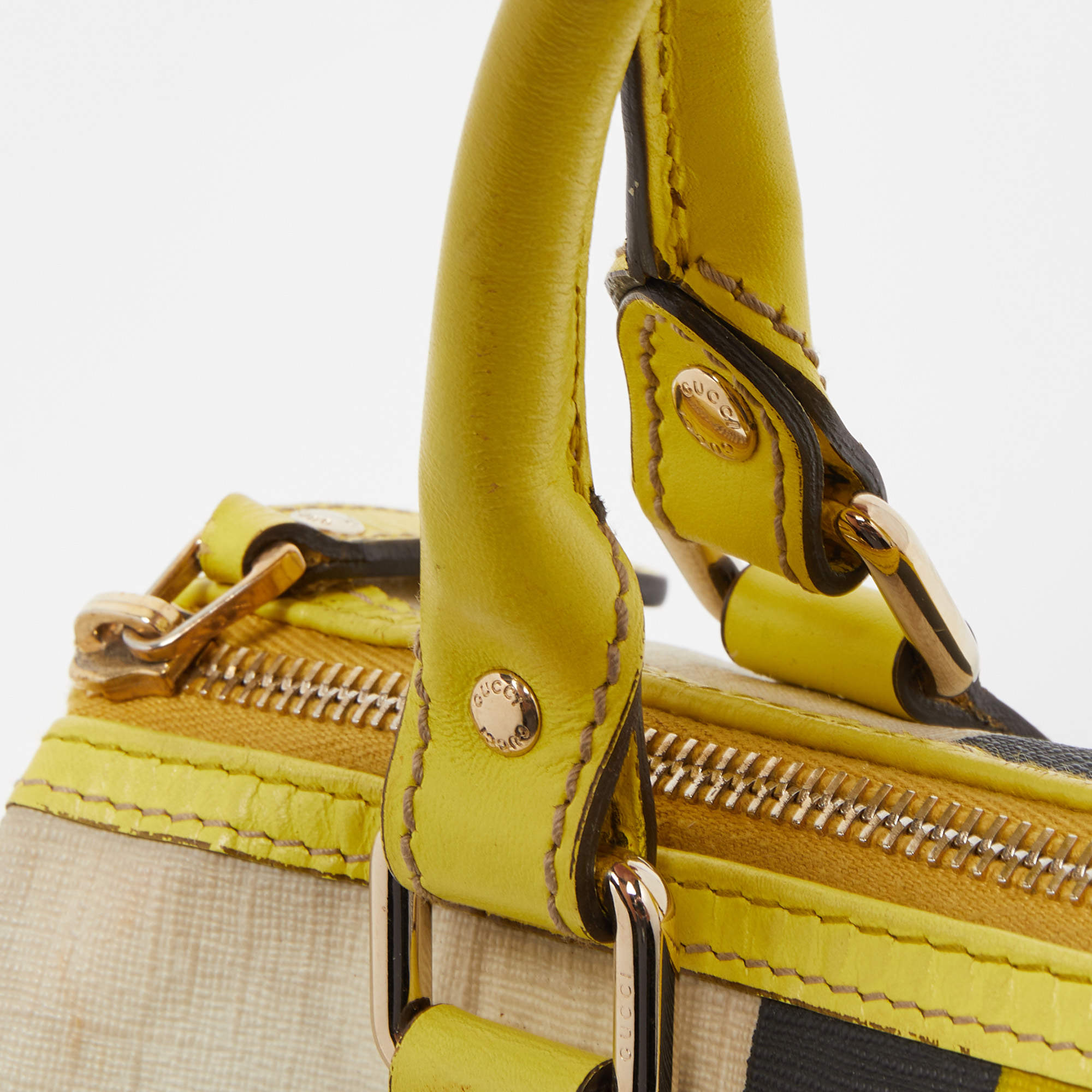 Gucci Boston Top Handle GG Supreme Arabesque Small Yellow in Canvas/Leather  with Silver-Tone - US