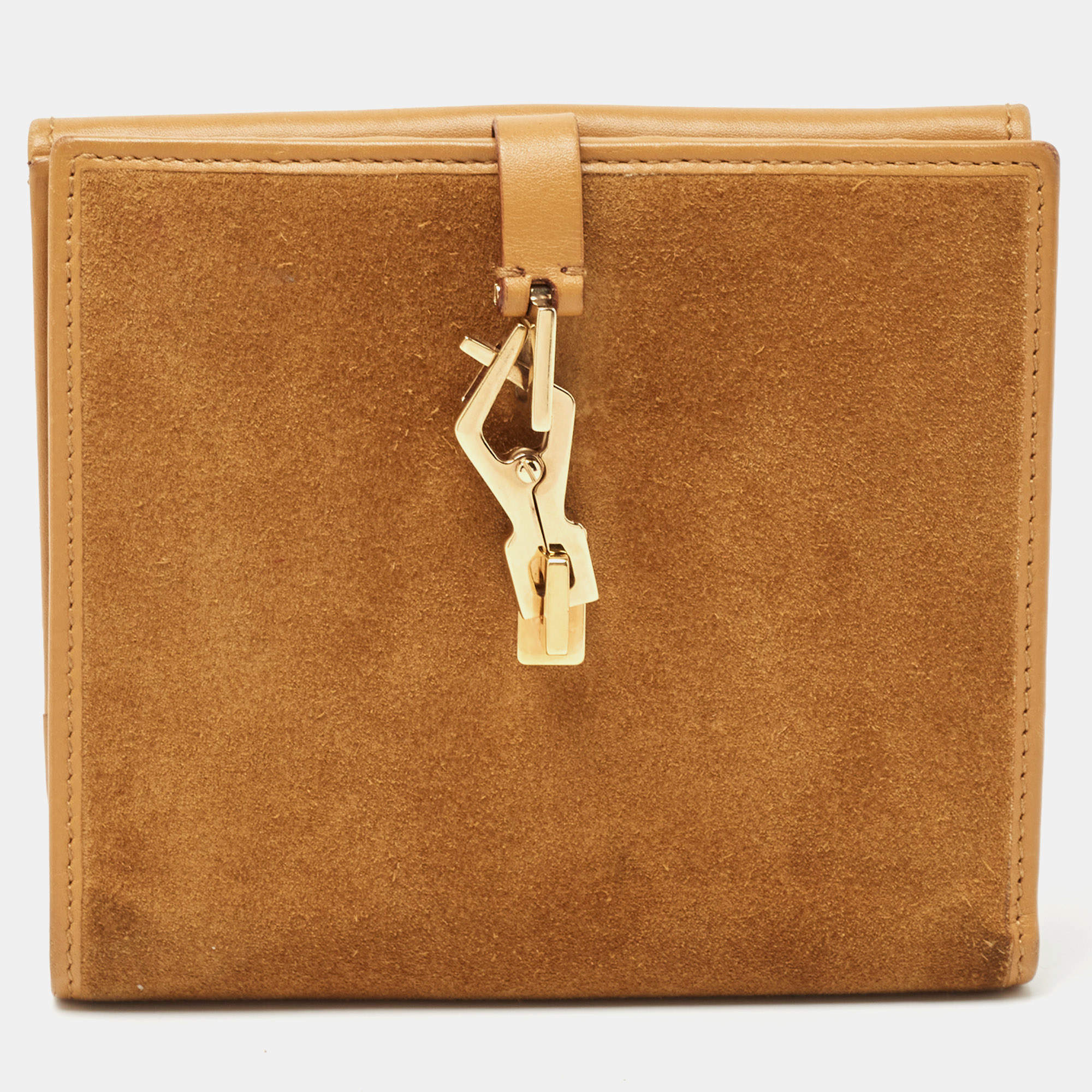 Gucci Tan Leather and Suede Jackie French Wallet