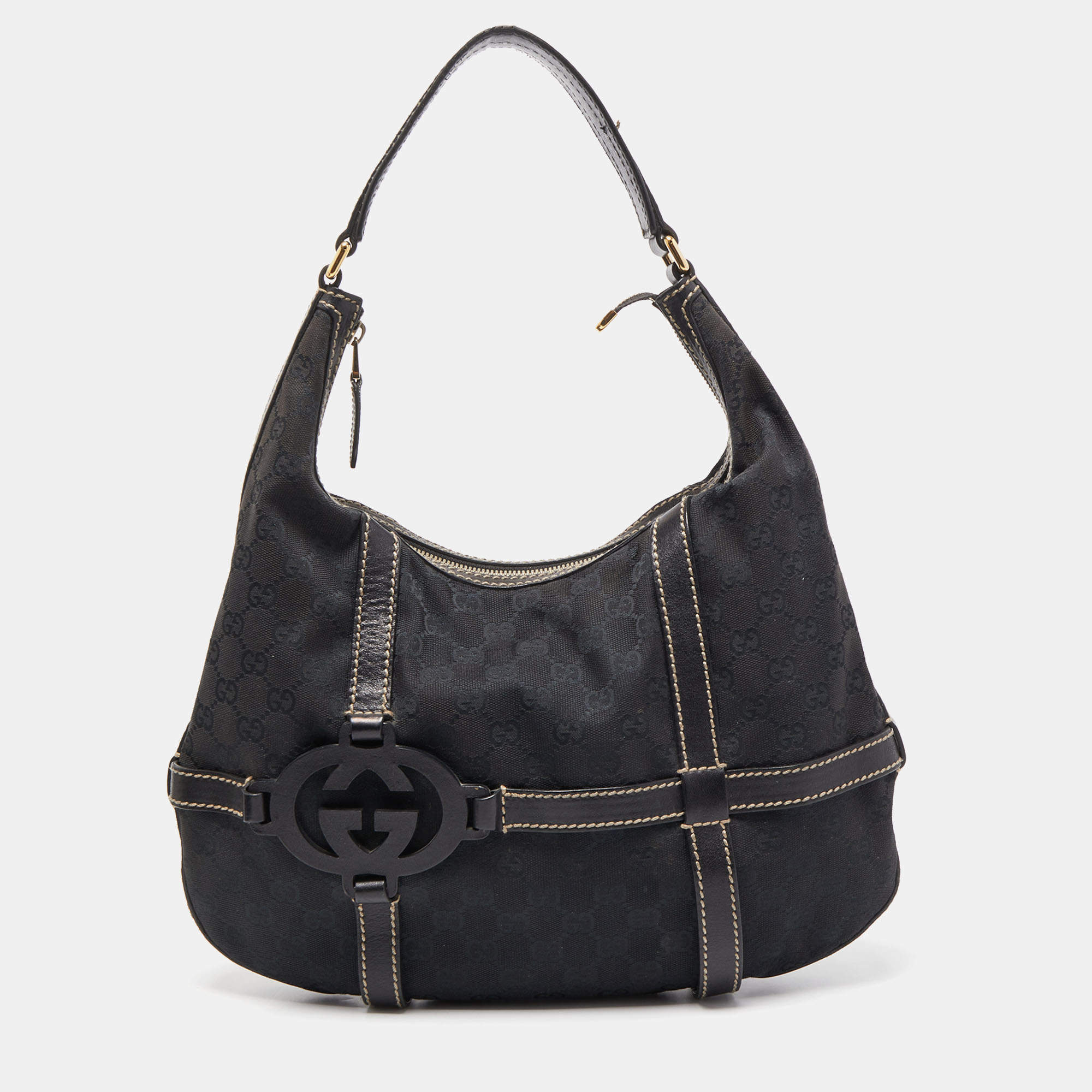 Used authentic Gucci deals Black Canvas Reins Hobo