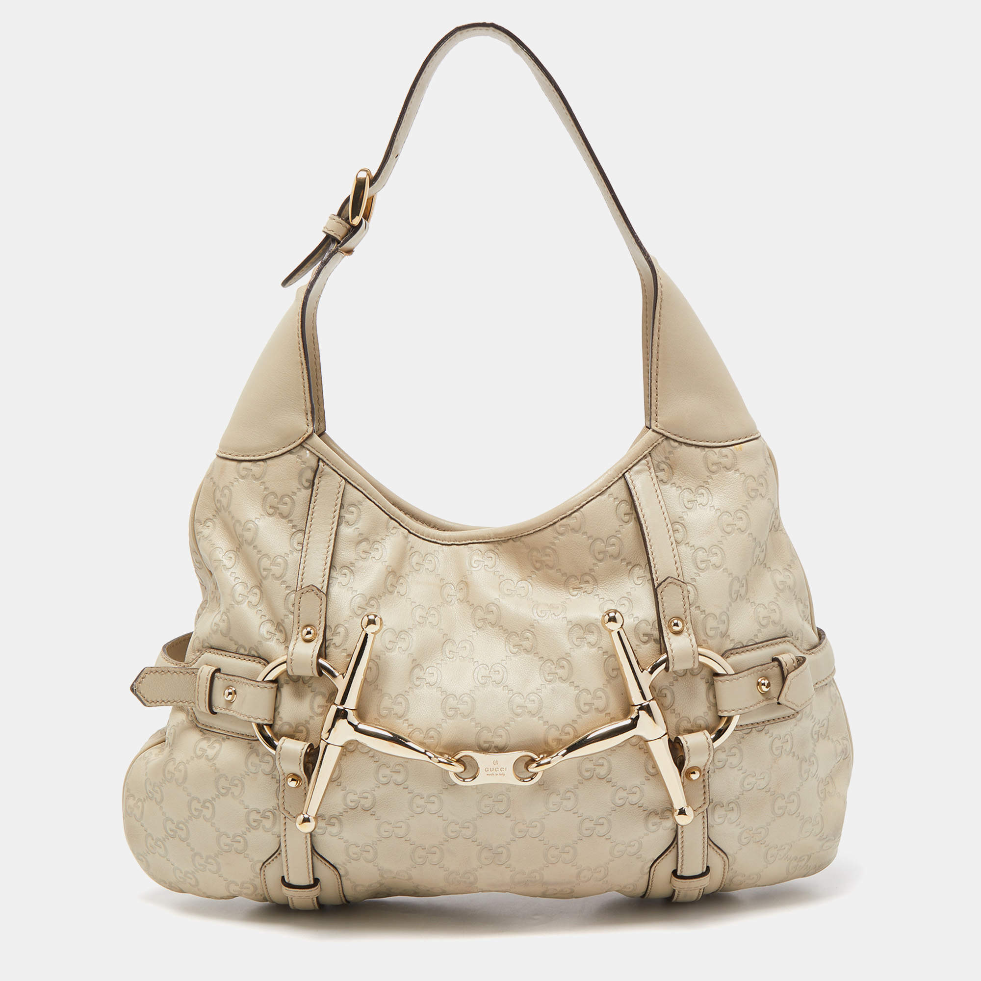 Pre Owned Gucci Cream Guccissima Leather 85th Anniversary Hobo