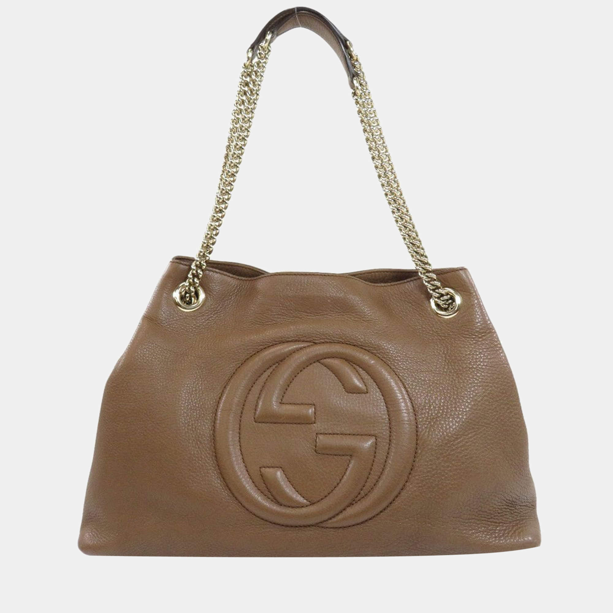 Gucci Brown Leather Medium Chain Soho Shoulder Bag