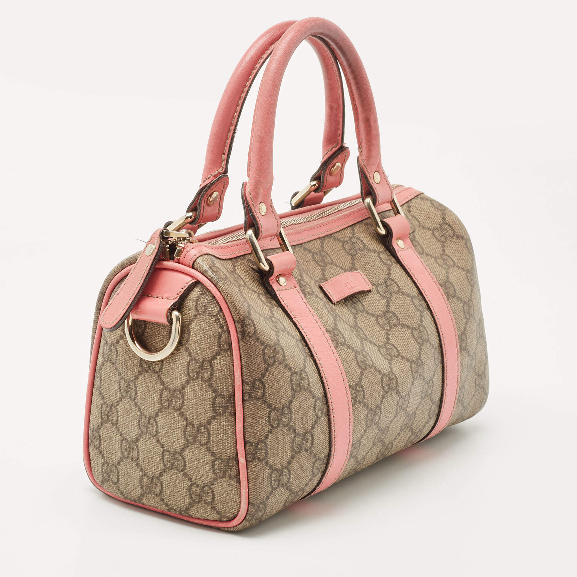 Gucci Beige/Pink GG Coated Canvas Mini Joy Boston Bag - Yoogi's Closet