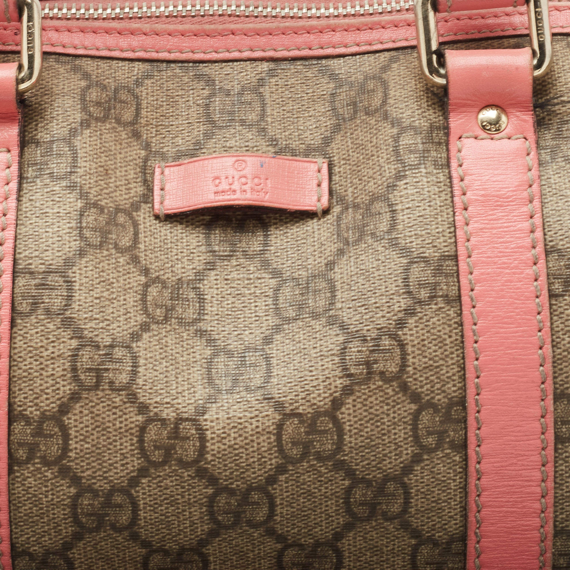 Gucci Beige/Pink GG Coated Canvas Mini Joy Boston Bag - Yoogi's Closet