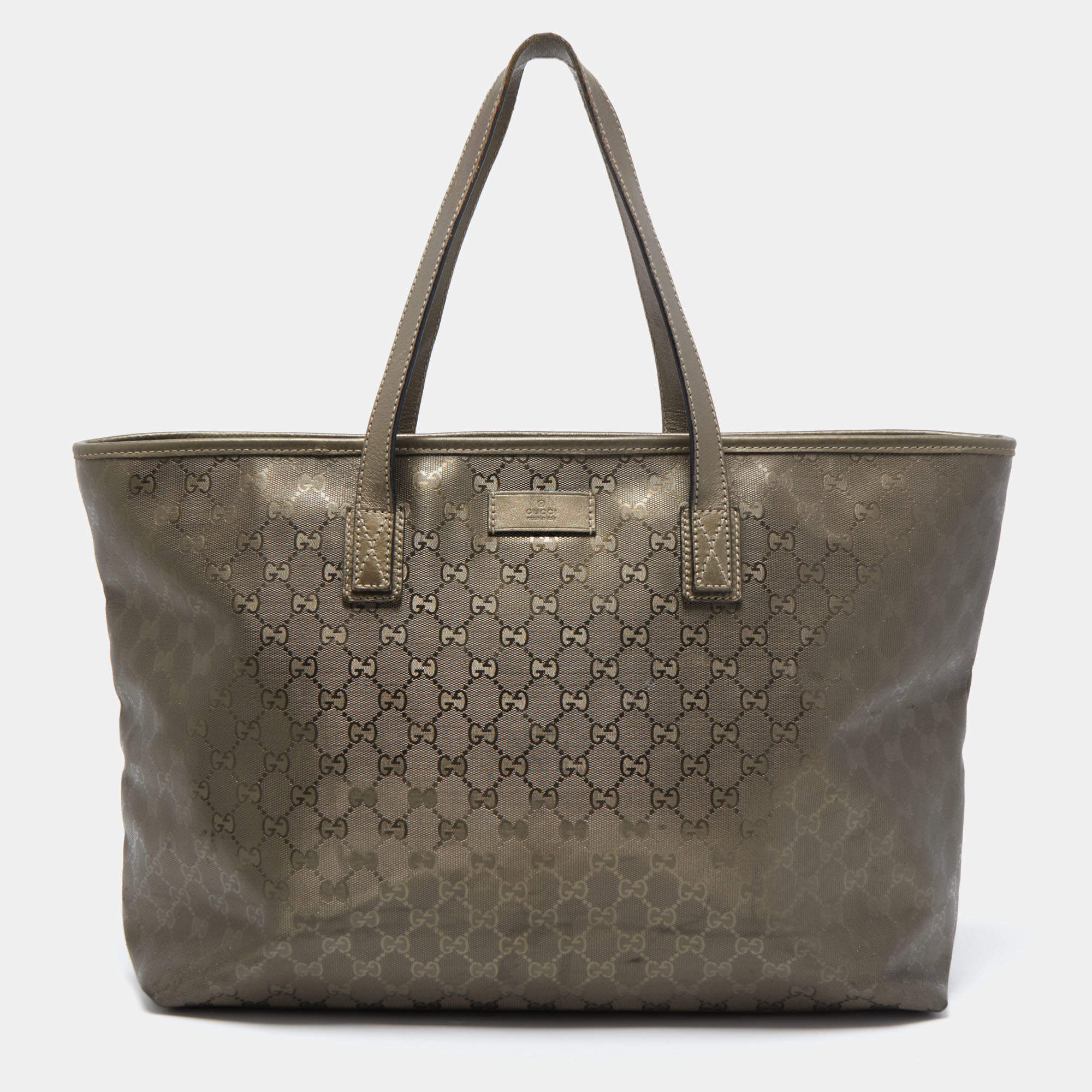 Pre Owned Gucci Bronze GG Coated Canvas Imprime Tote