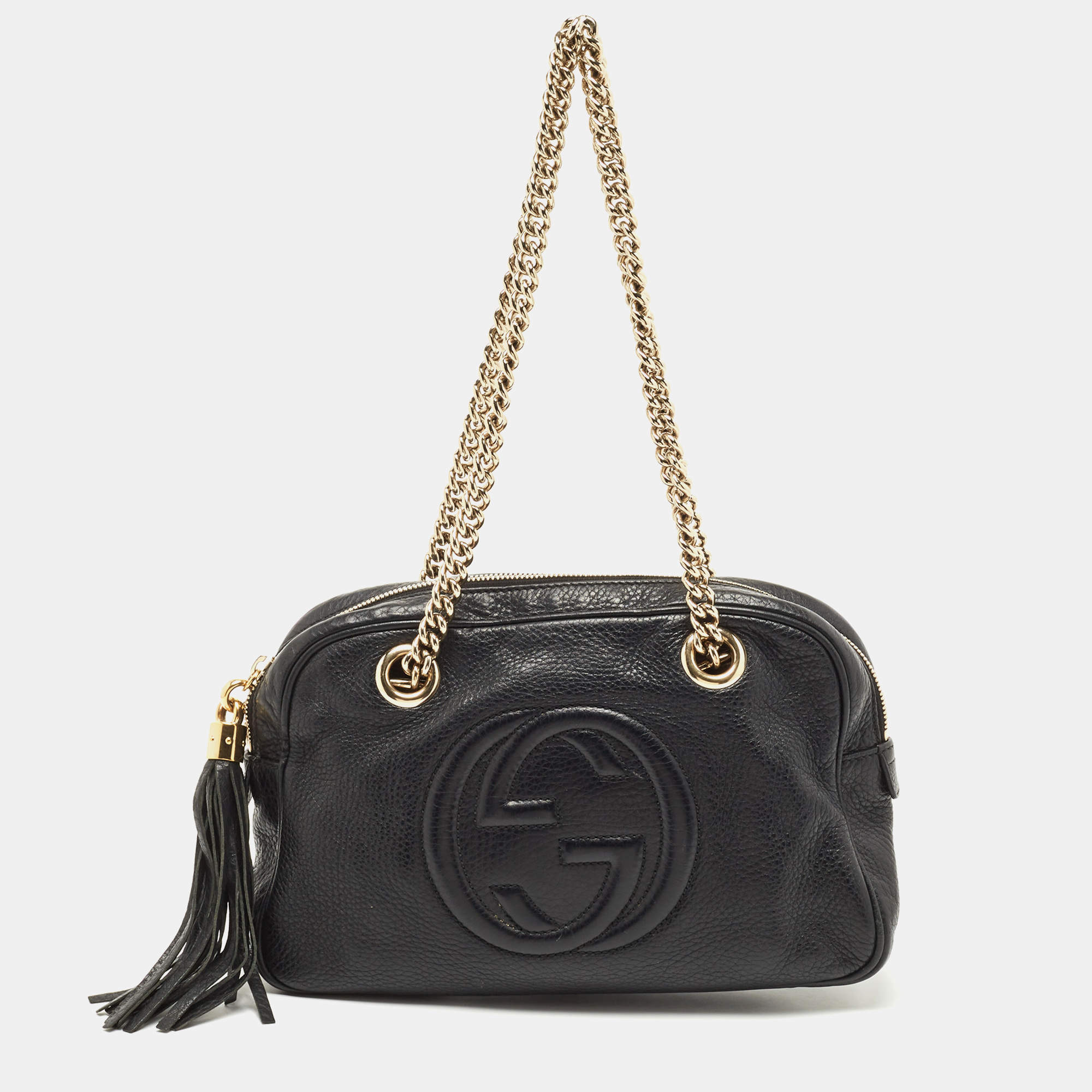 Luxury women's bags - Gucci Soho shoulder bag in black grained leather