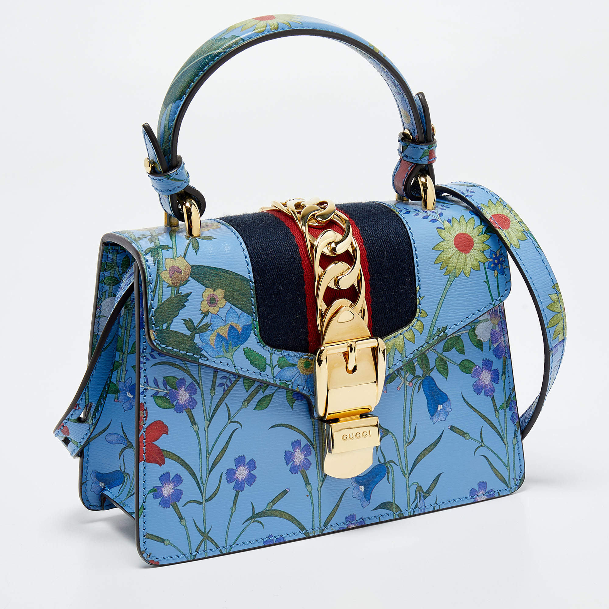 Blue Gucci Floral Sylvie Shoulder Bag – Designer Revival