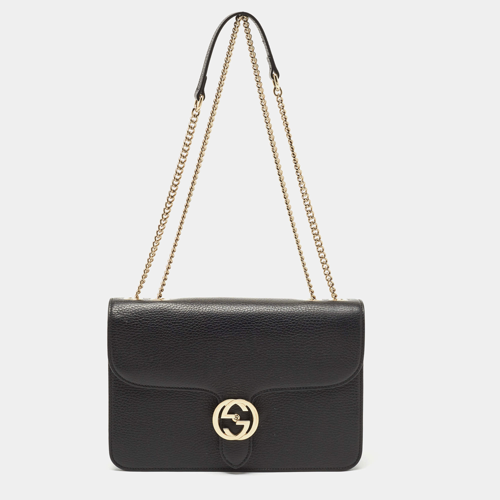 Gucci black leather on sale purse