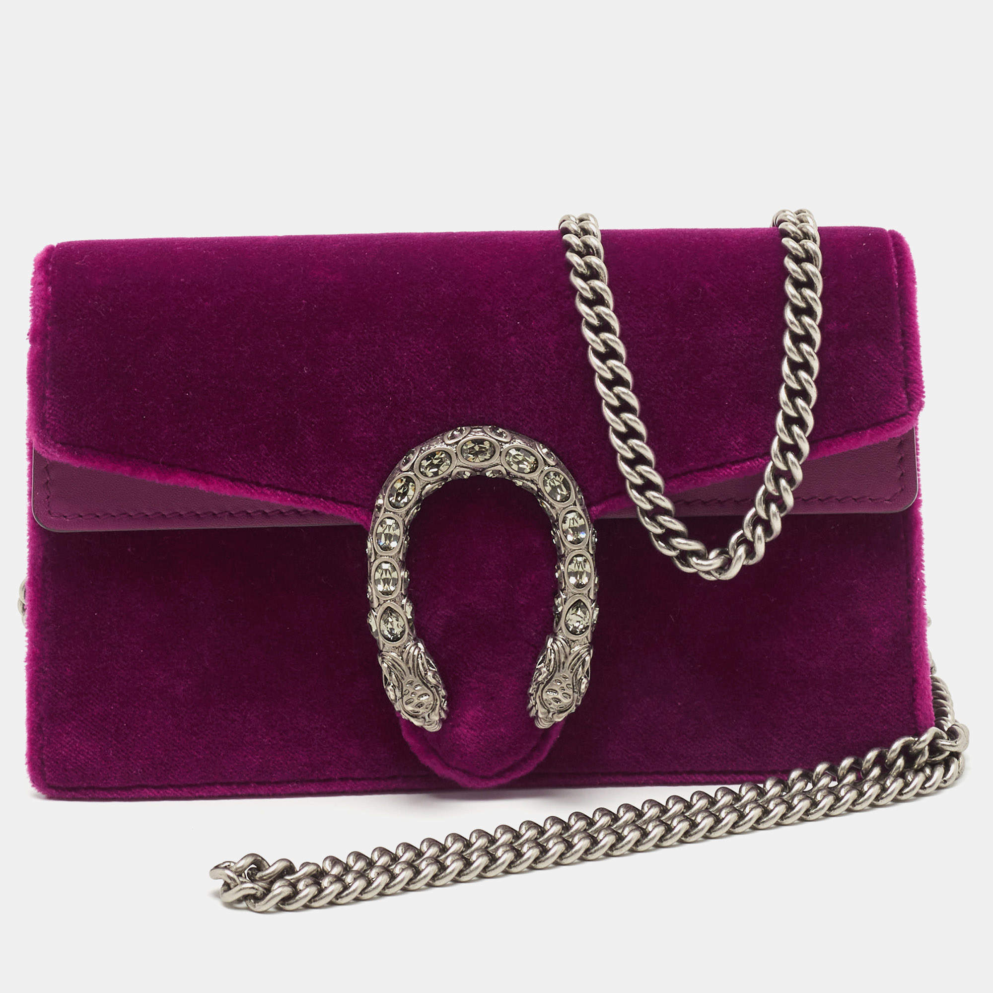 Gucci Dionysus Super Mini GG Velvet Shoulder Bag Red