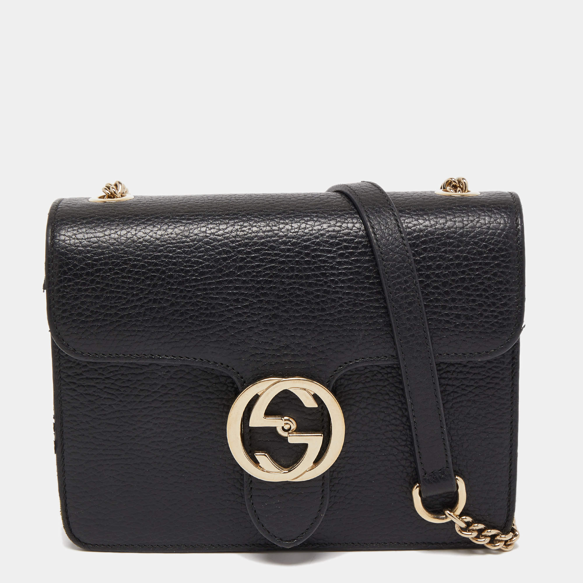 Gucci Black Leather Dollar Interlocking G Crossbody Bag Gucci | The ...