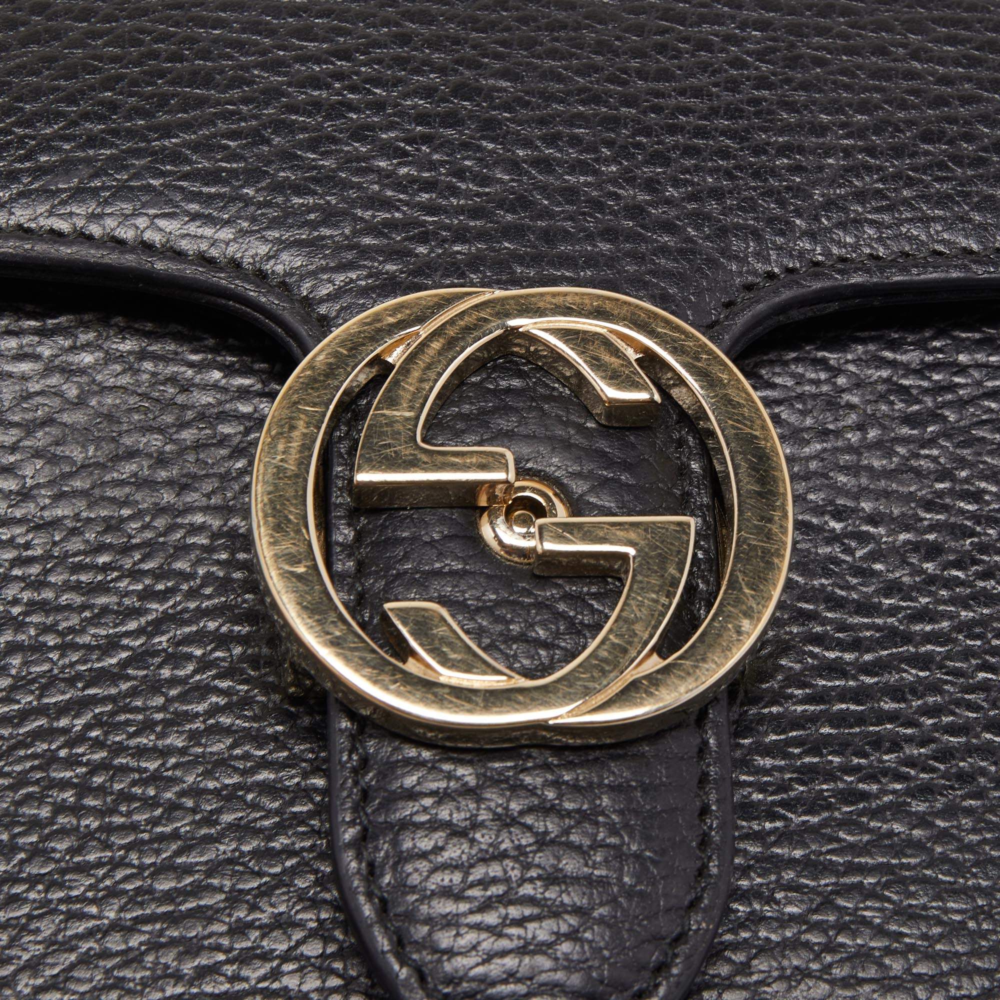 Gucci Interlocking G Black Calf Leather Chain Crossbody Bag – Queen Bee of  Beverly Hills