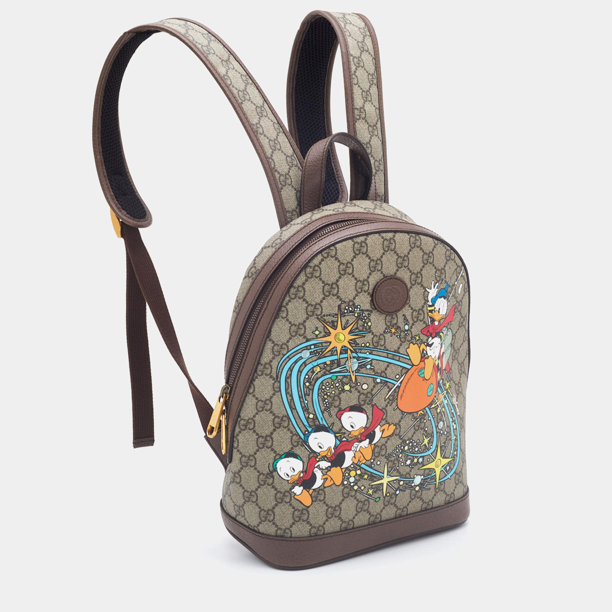 Gucci x Disney Donald Duck Backpack Mini GG Supreme Beige/Ebony/Multi in  Coated Canvas/Leather with Gold-tone - US