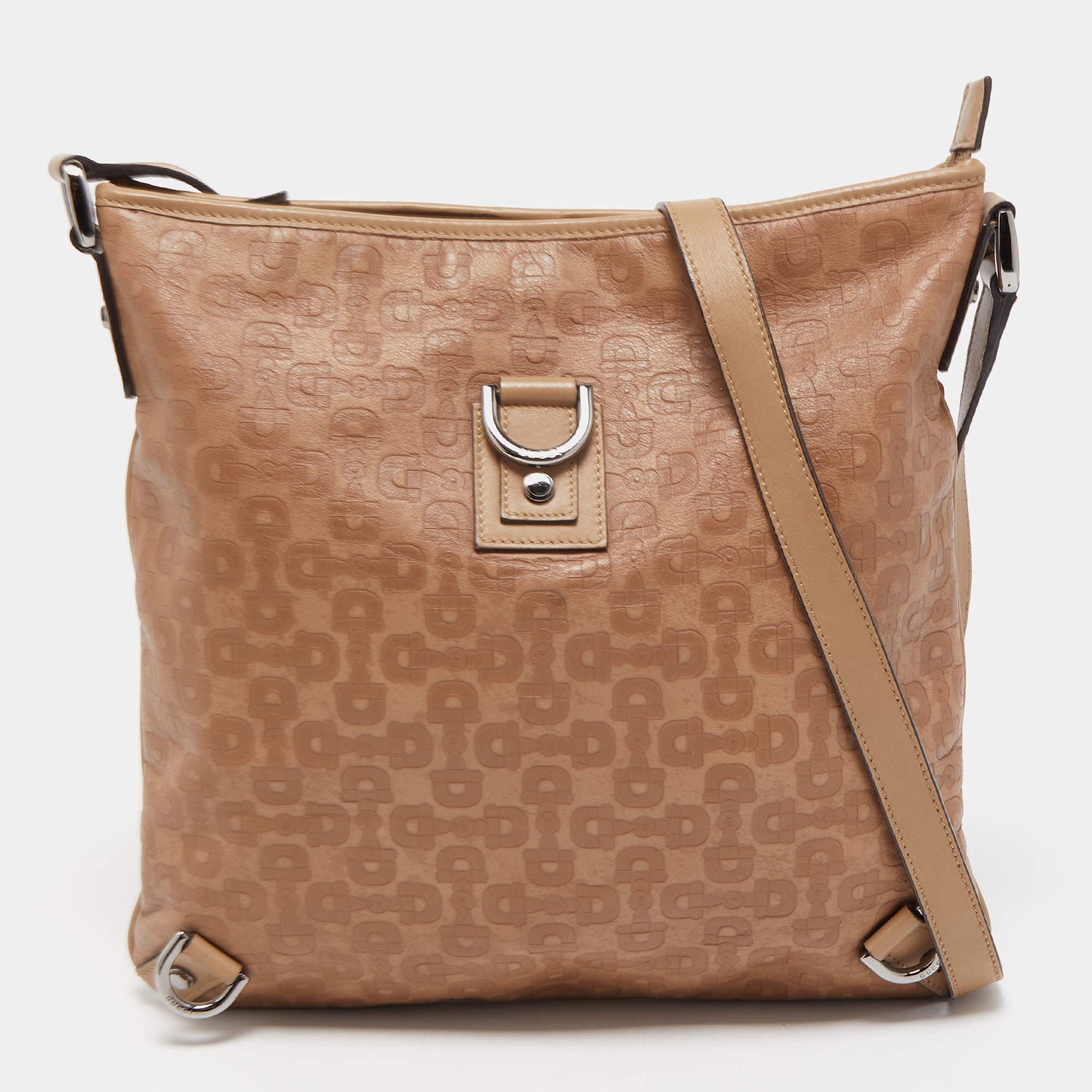 Pre Owned Gucci Beige GG Canvas and Leather Abbey Messenger bag
