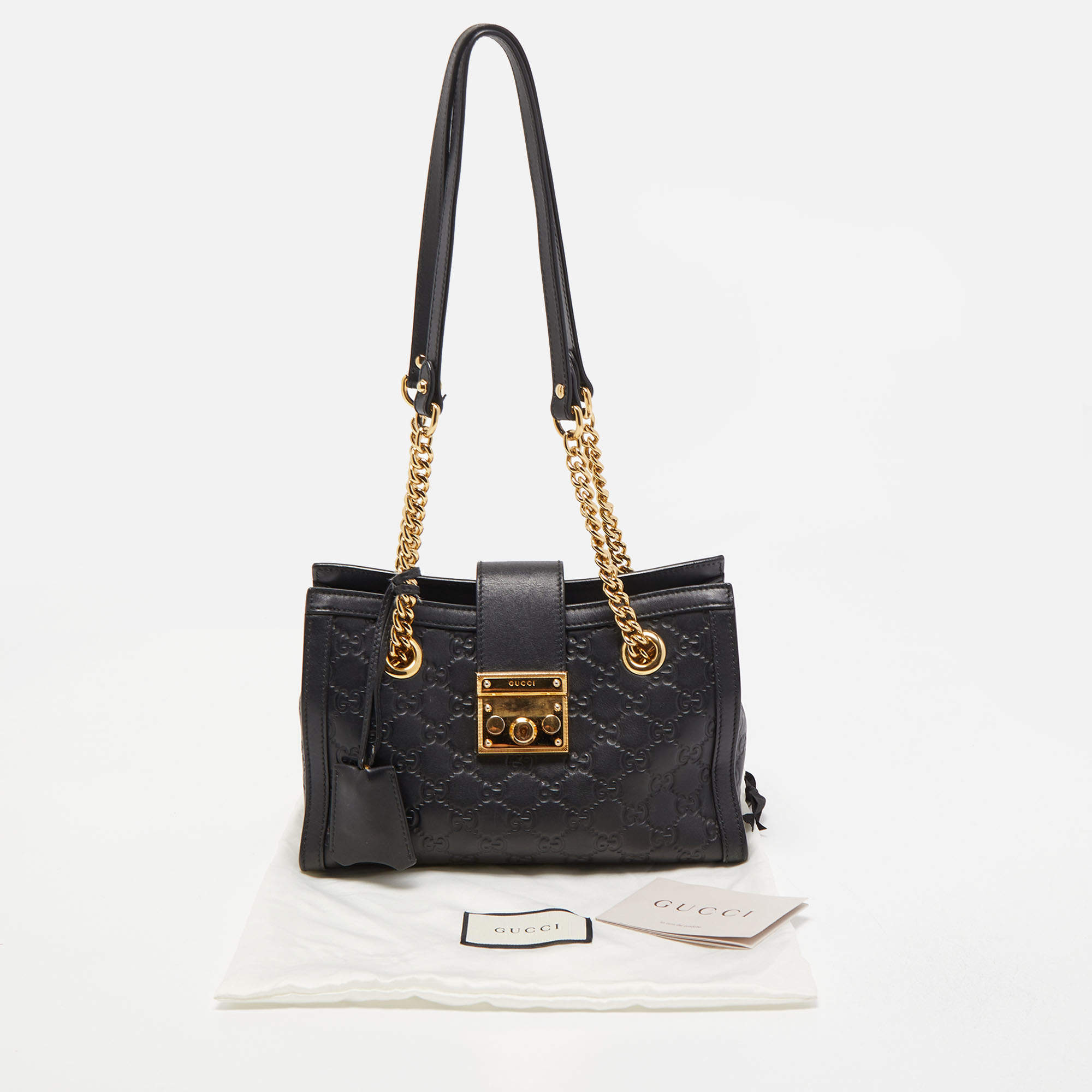 Gucci medium padlock online signature leather shoulder bag