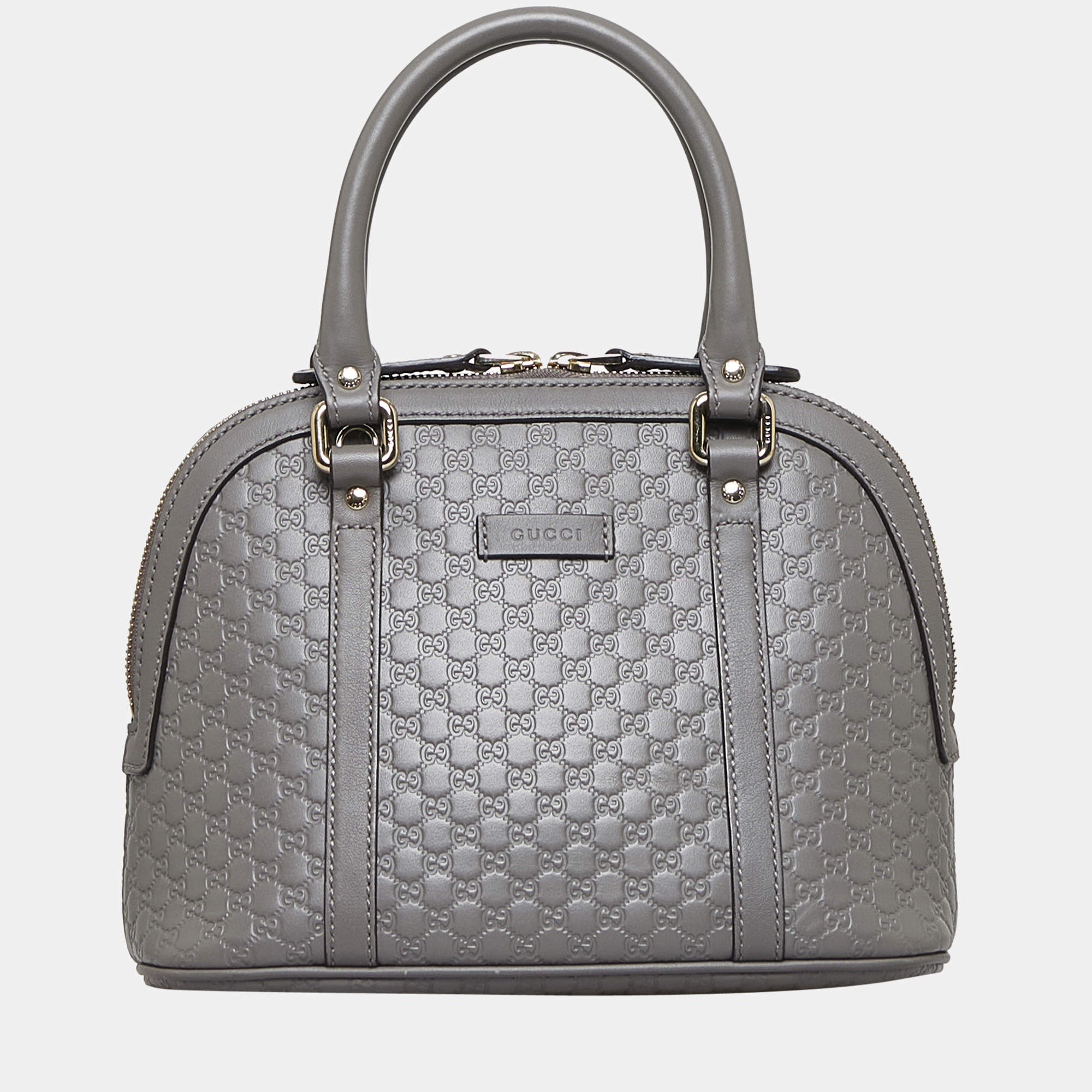 Pre Owned Gucci Grey Mini Microguccissima Dome