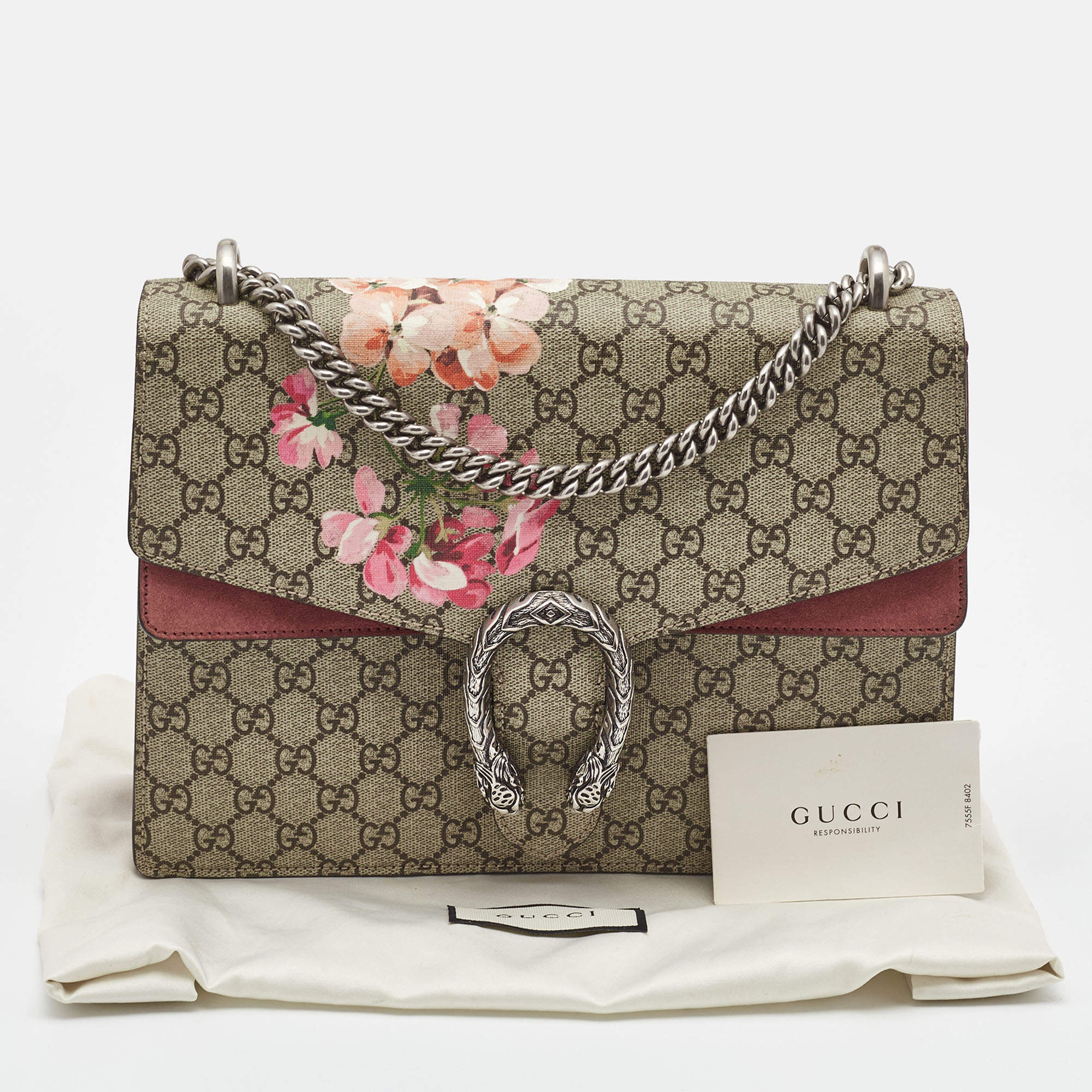 Gucci Dionysus Shoulder Bag GG Supreme Blooms Medium Brown/Blue - US