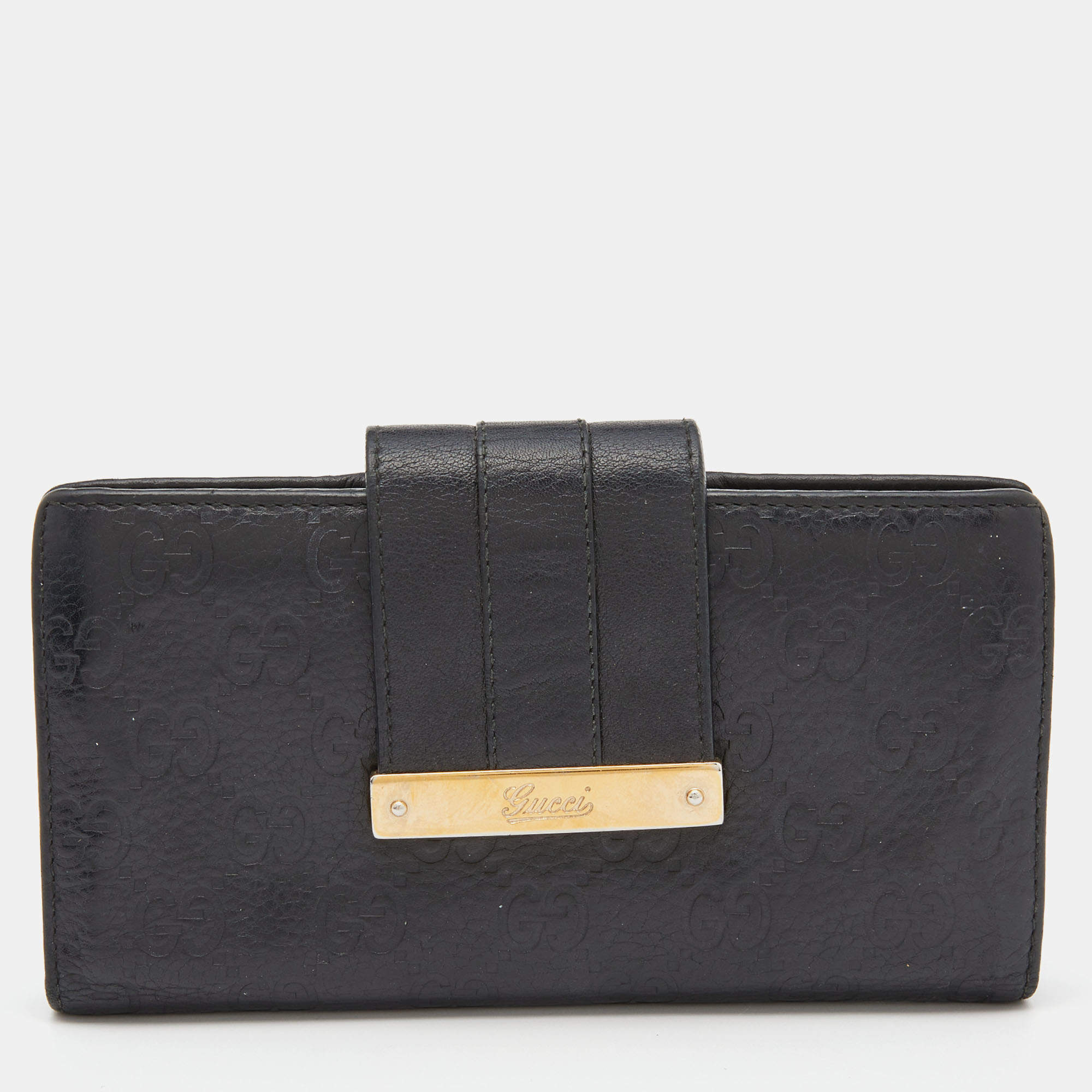 مملوكة مسبقًا Gucci Black Guccisima Leather Continental Wallet