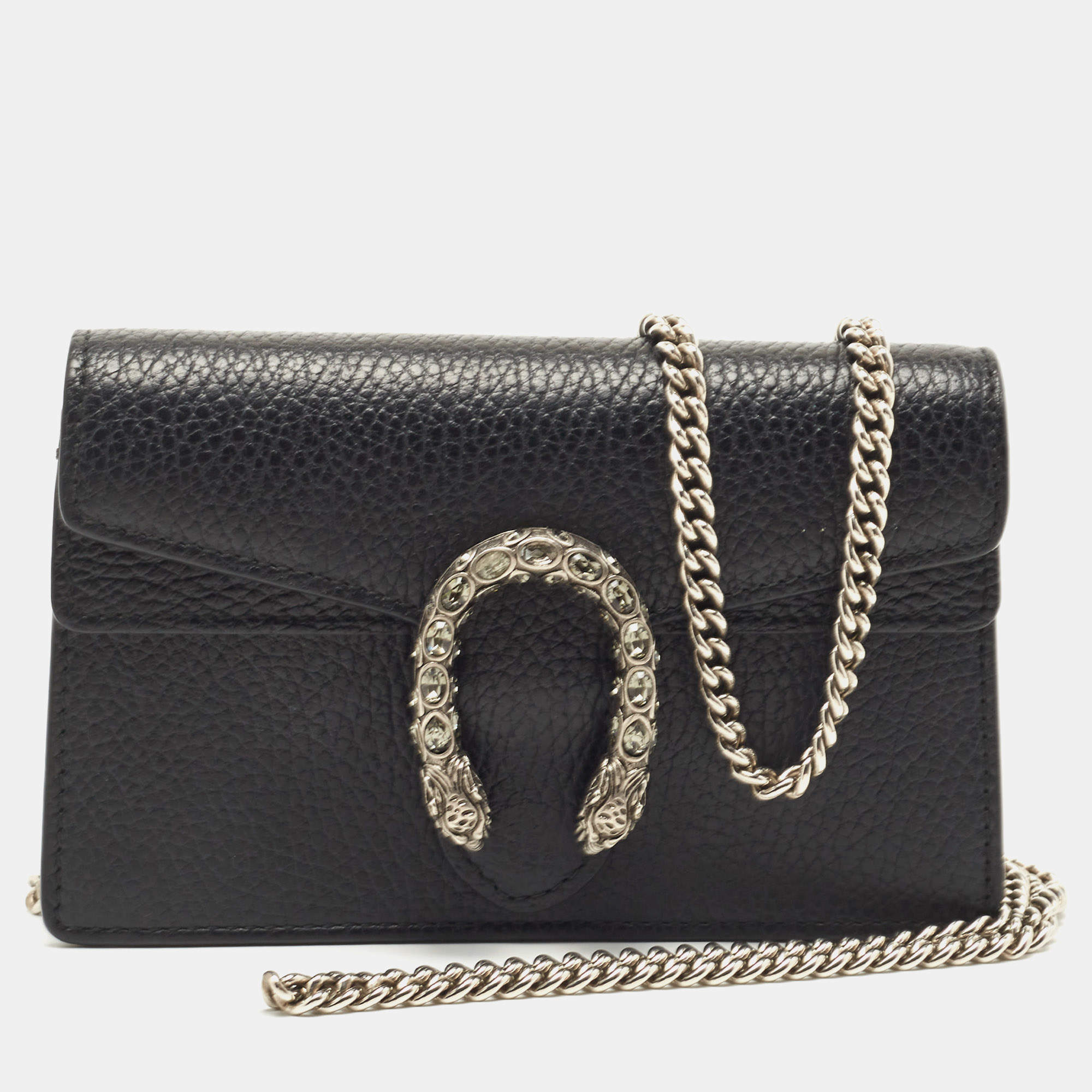 Gucci Black Leather Super Mini Dionysus Chain Bag