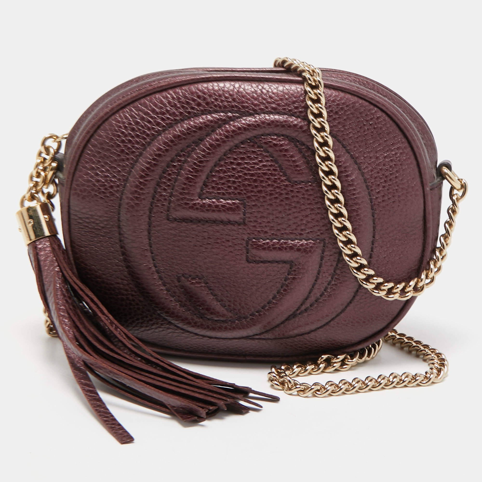 Gucci Metallic Purple Leather Mini Soho Disco Chain Crossbody Bag
