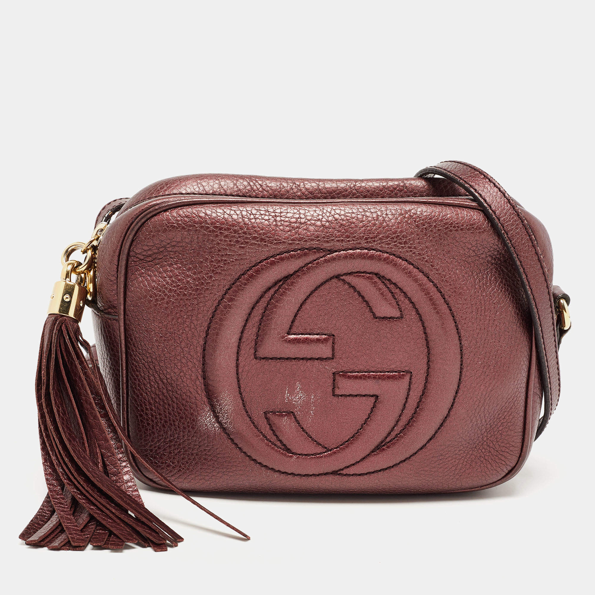 Gucci Soho Chain Flap Leather Crossbody Bag in Brown