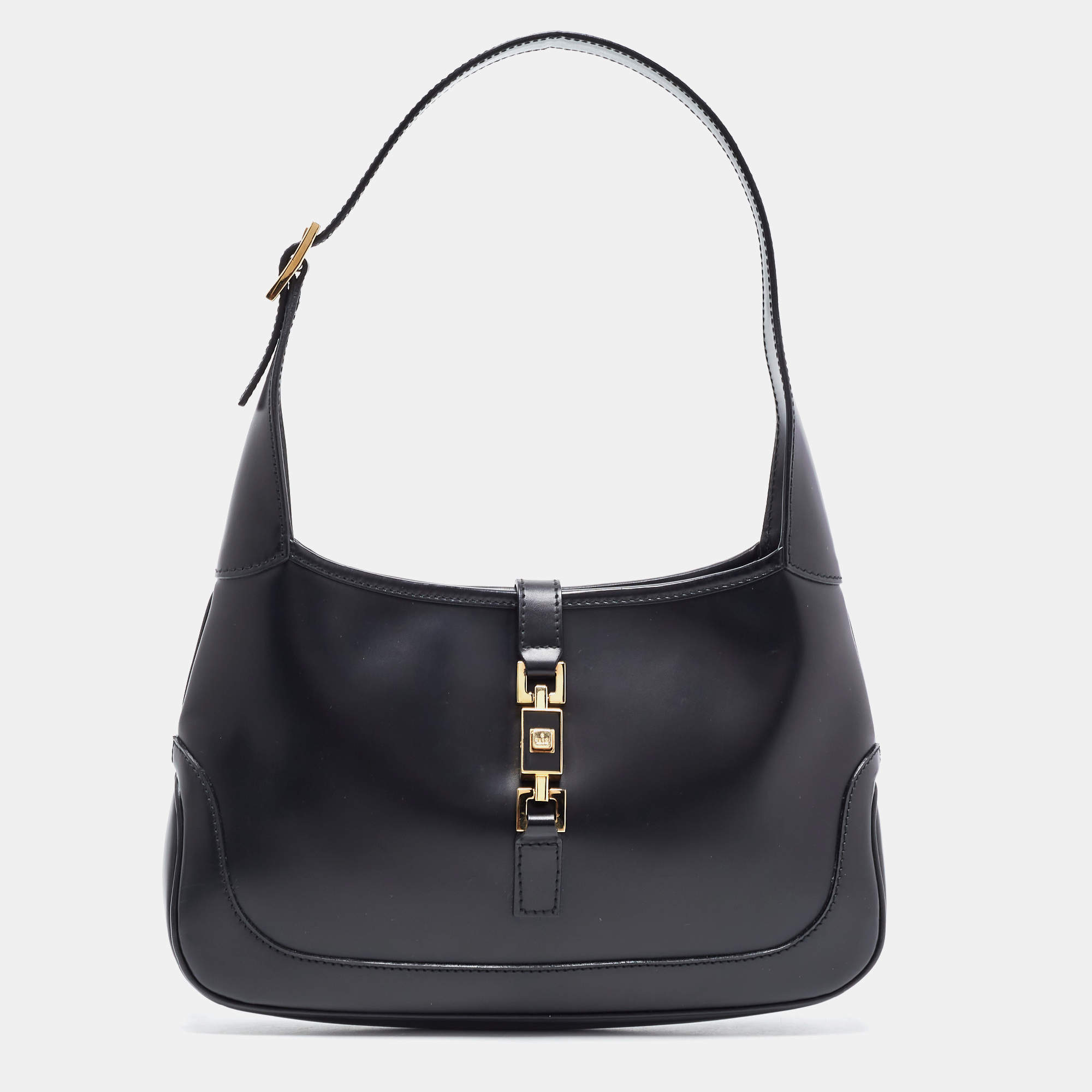 Pre Owned Gucci Black Leather Jackie O Hobo