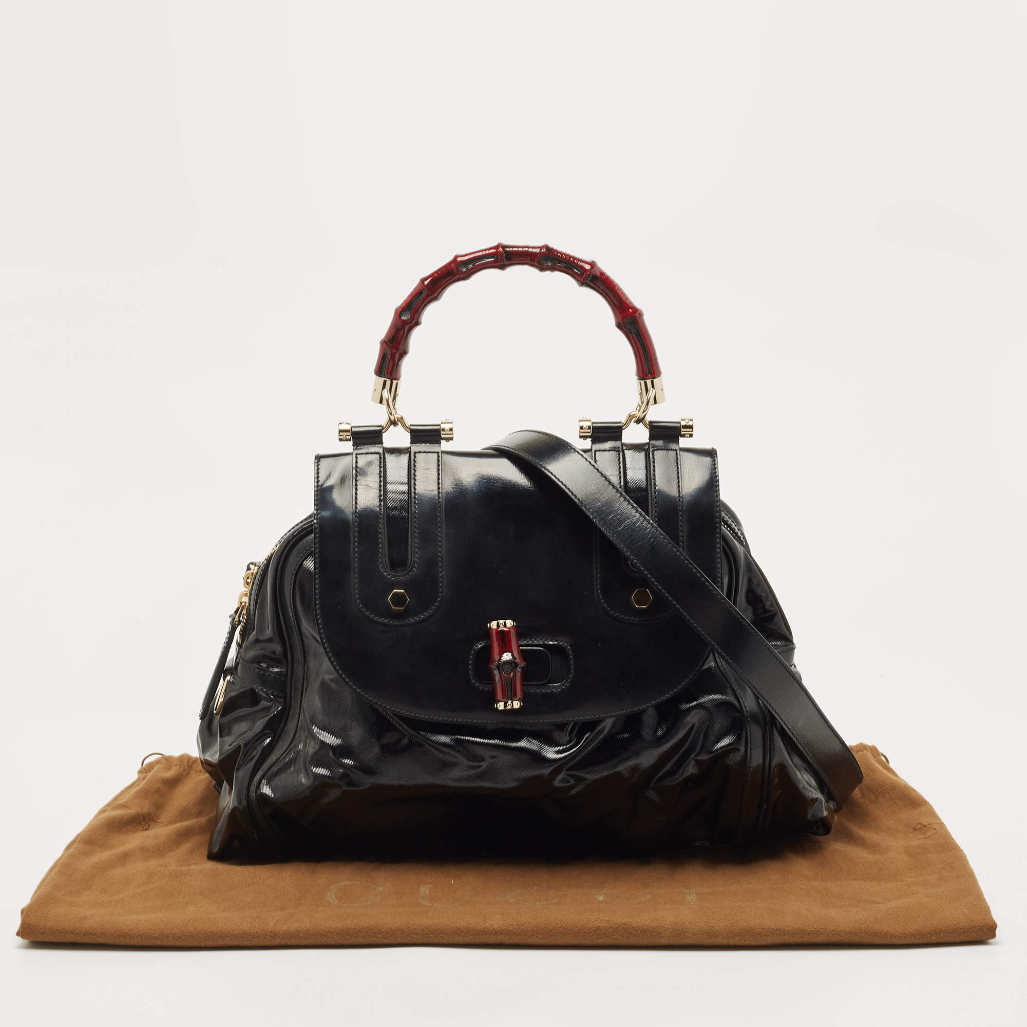 Gucci Black Dialux Pop Bamboo Top Handle Bag – FashionsZila