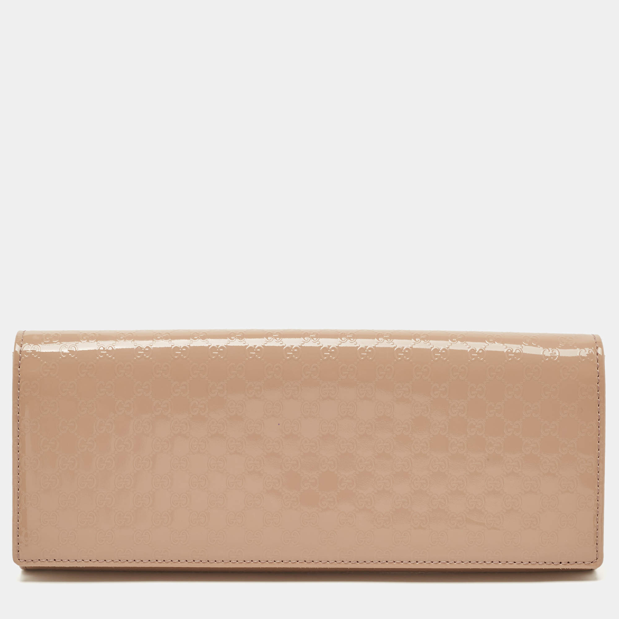 Gucci Beige Microguccissima Patent Leather Small Broadway Clutch