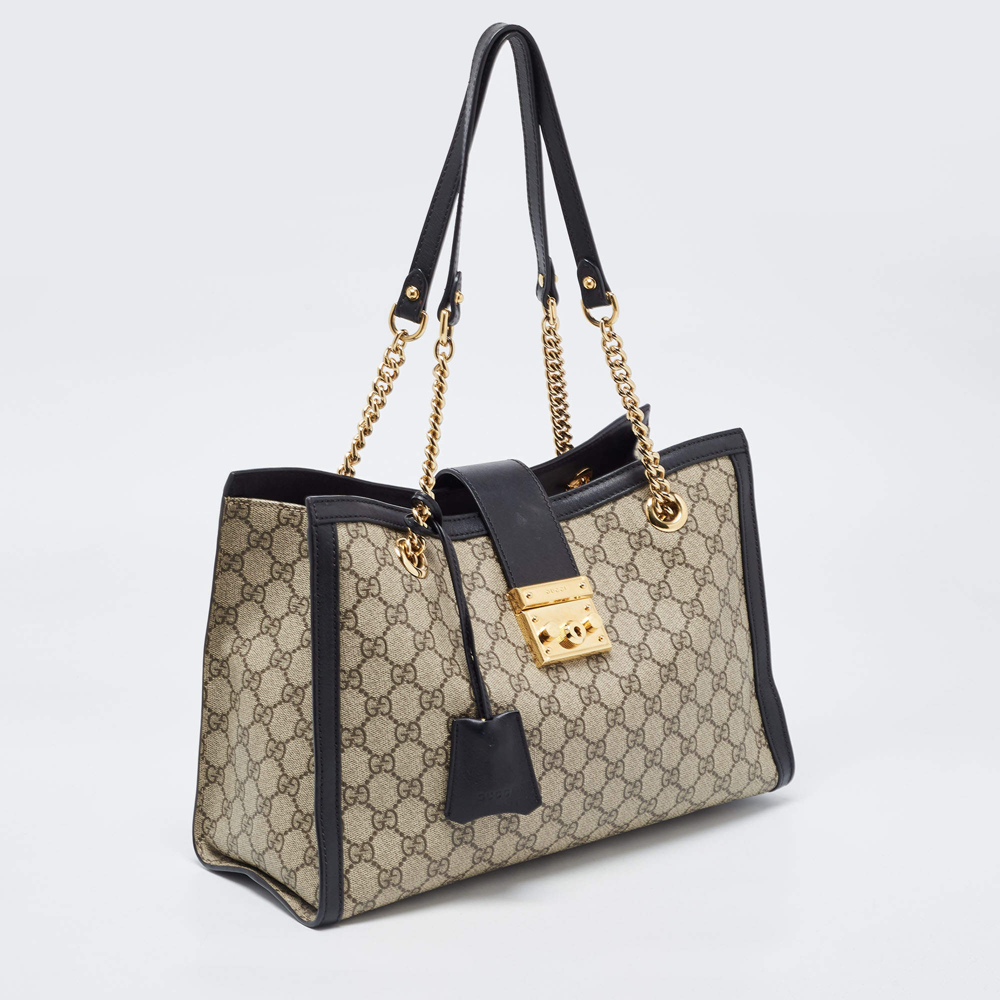 Gucci Brown Medium GG Supreme Padlock Tote Bag Beige Cloth Cloth ref.982348  - Joli Closet