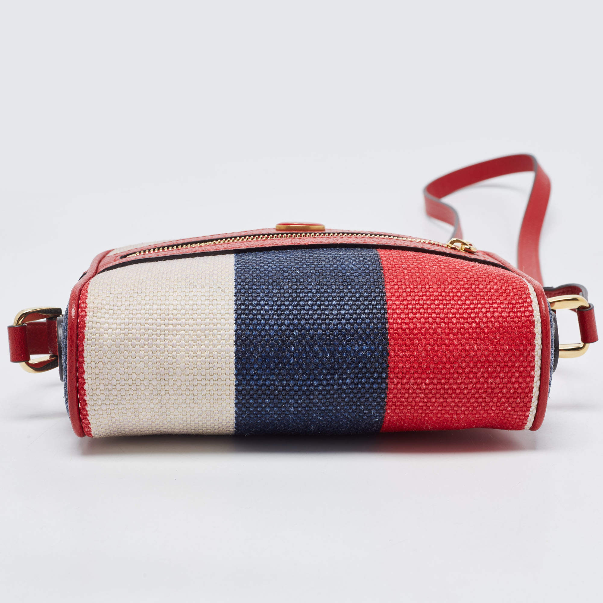 Authentic Gucci GG Sylvie Ophidia Stripe Red/Blue/White Mini Crossbody  Purse NWT