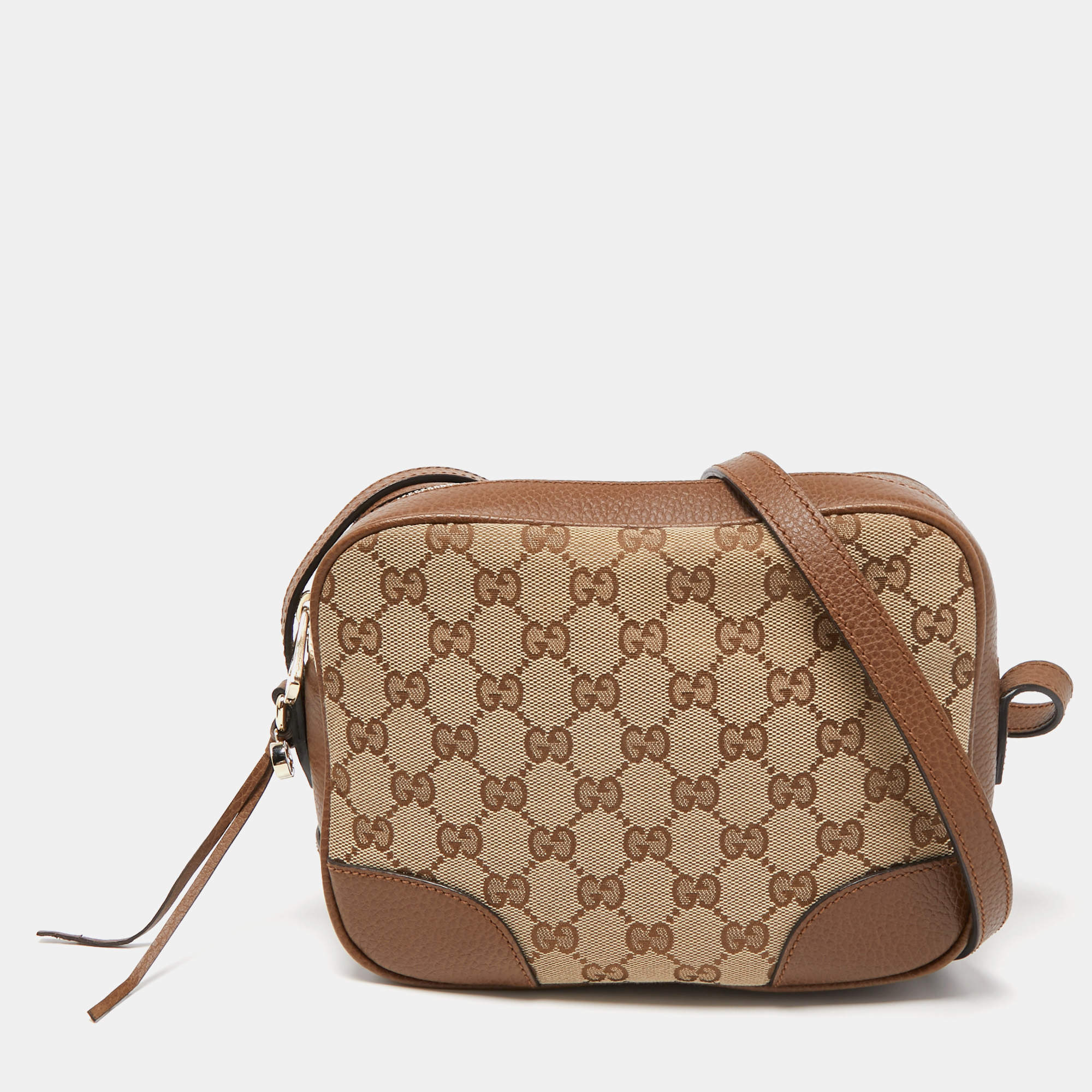 Pre Owned Gucci Beige/Brown GG Canvas and Leather Bree Crossbody Bag
