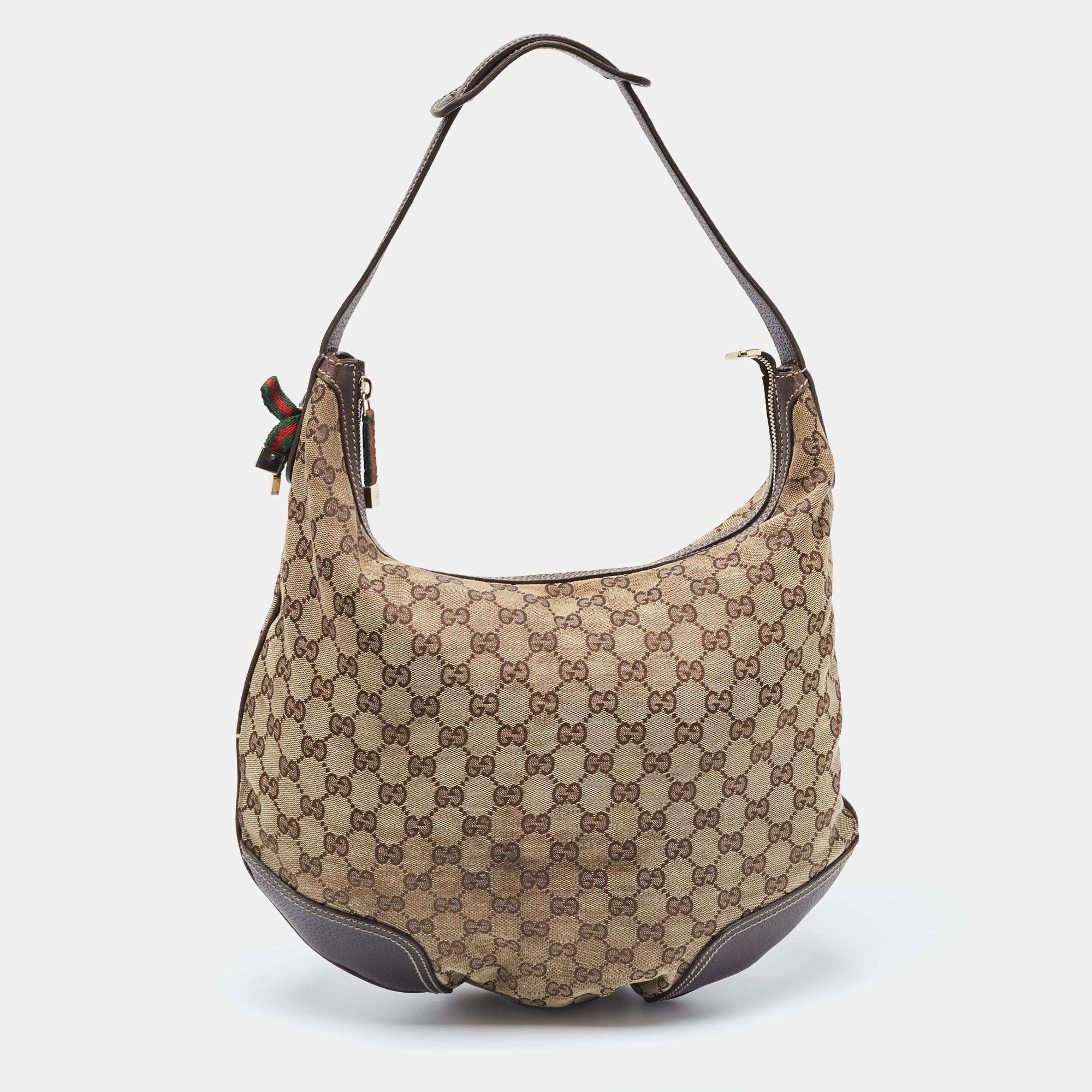 مملوكة مسبقًا Gucci Beige/Brown GG Canvas and Leather Large Princy Hobo