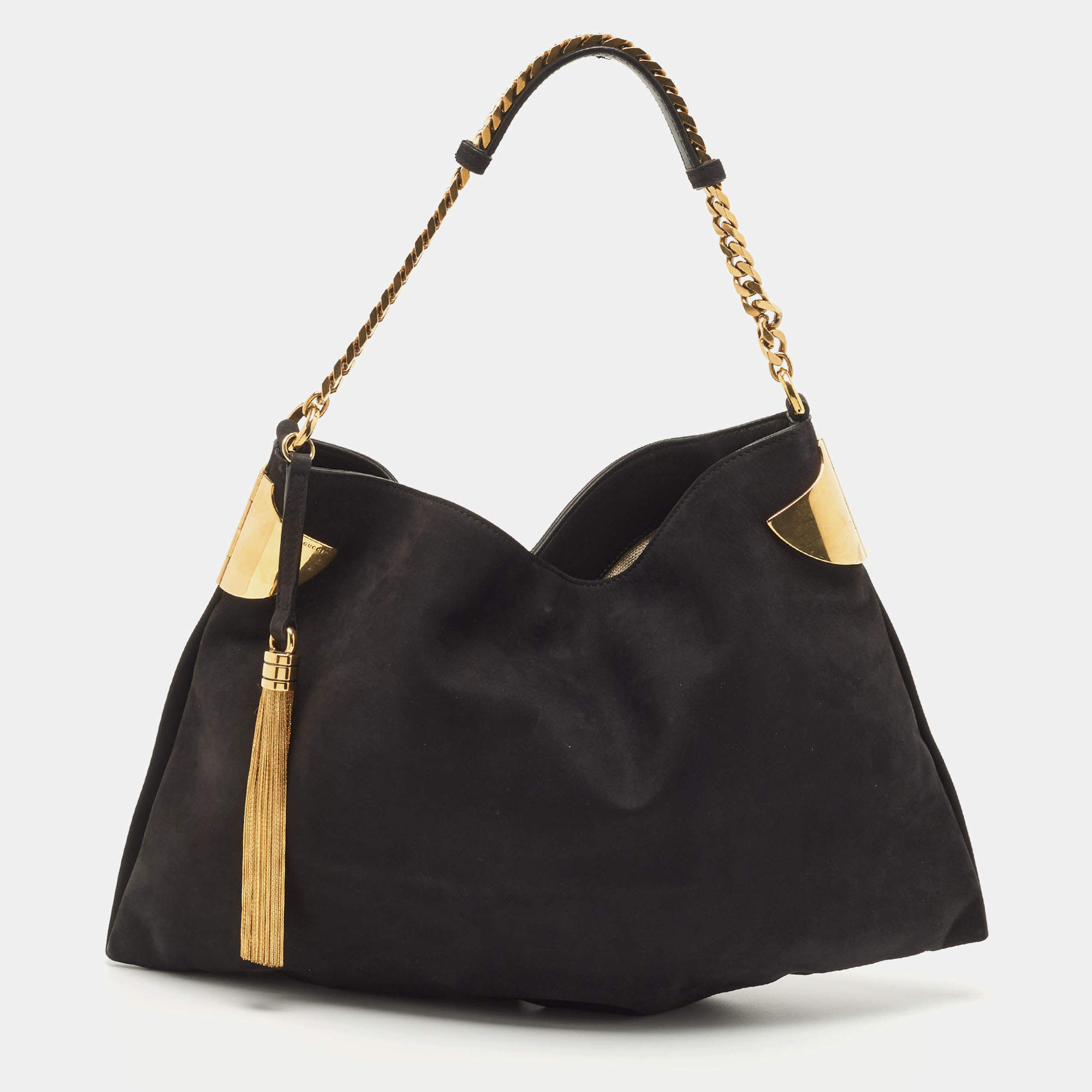 Pre Owned Gucci Black Nubuck Leather Gucci 1970 Bag