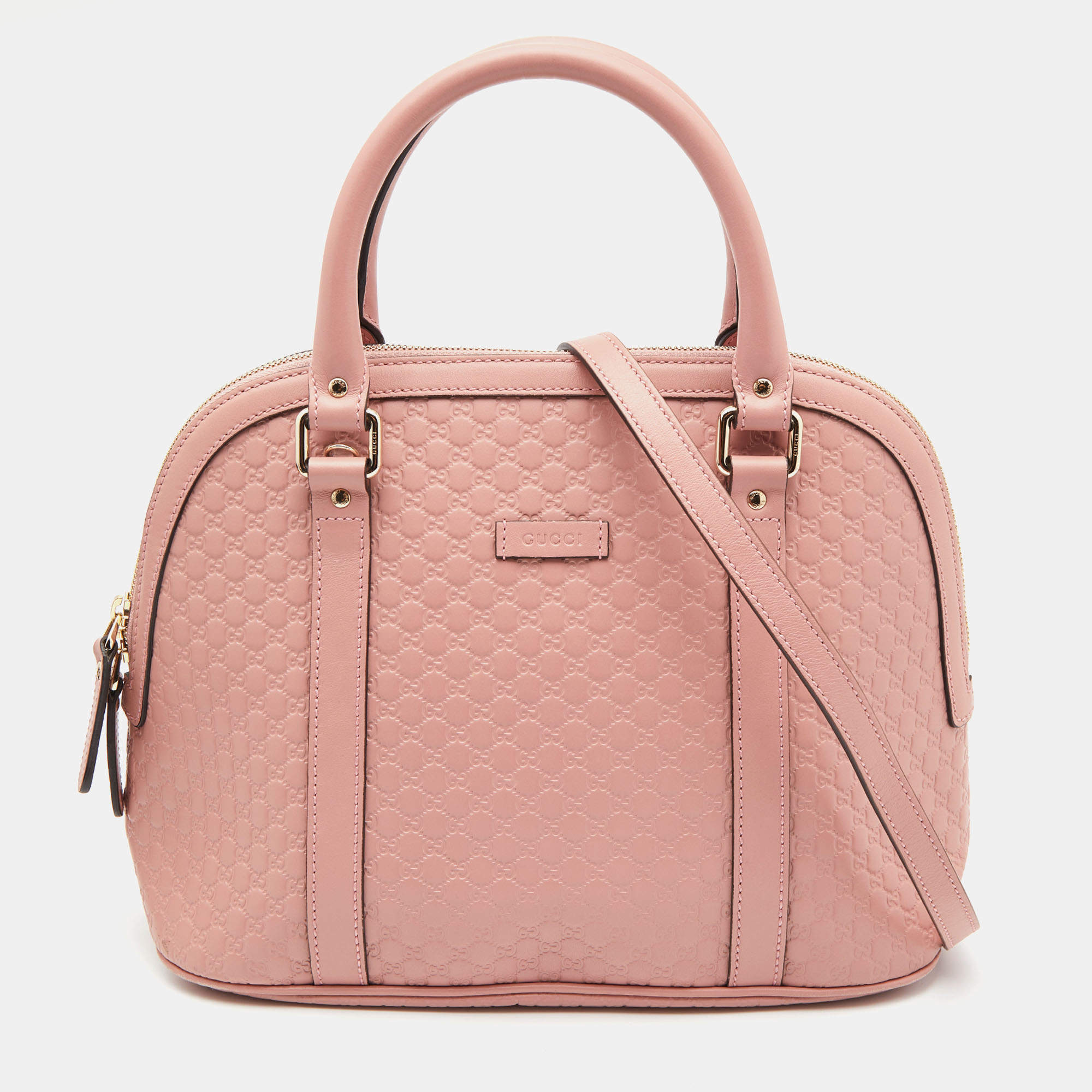 Pre Owned Gucci Pink Microguccissima Leather Medium Dome Bag