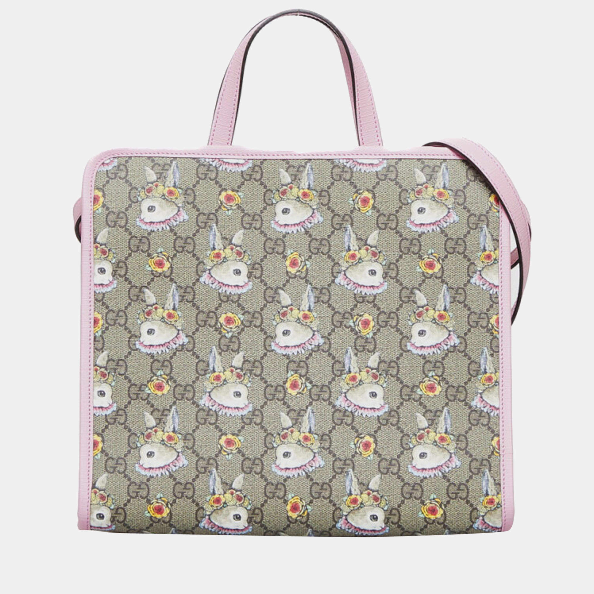 Gucci Brown Canvas GG Supreme Rabbit Handbag Gucci